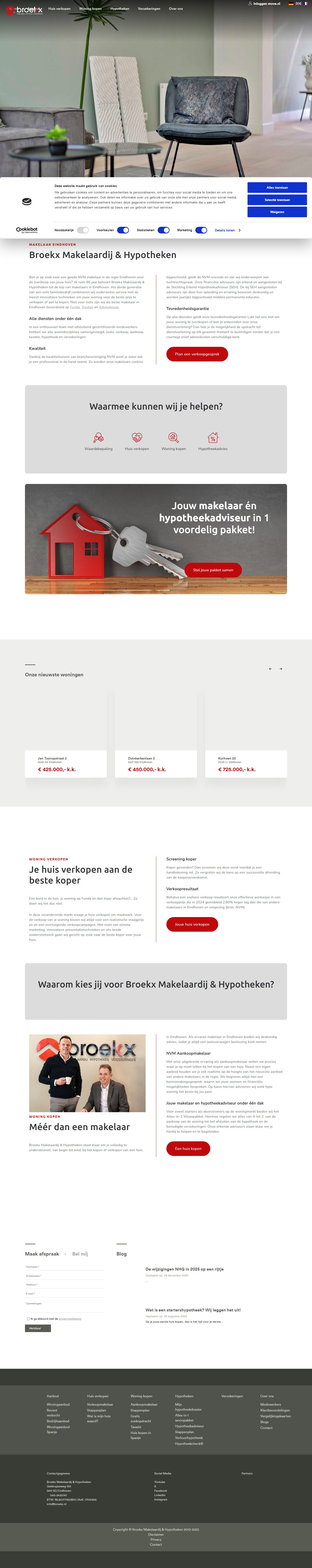 Screenshot van de website van www.broekx.nl