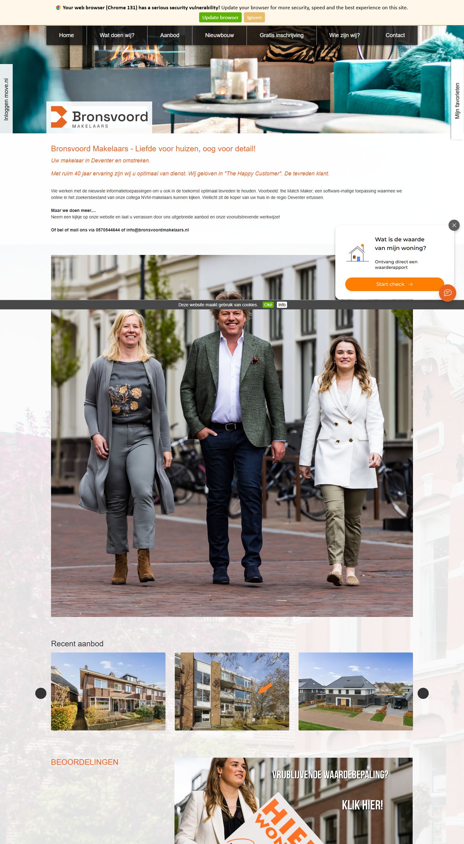 Screenshot of the website of www.bronsvoordmakelaars.nl