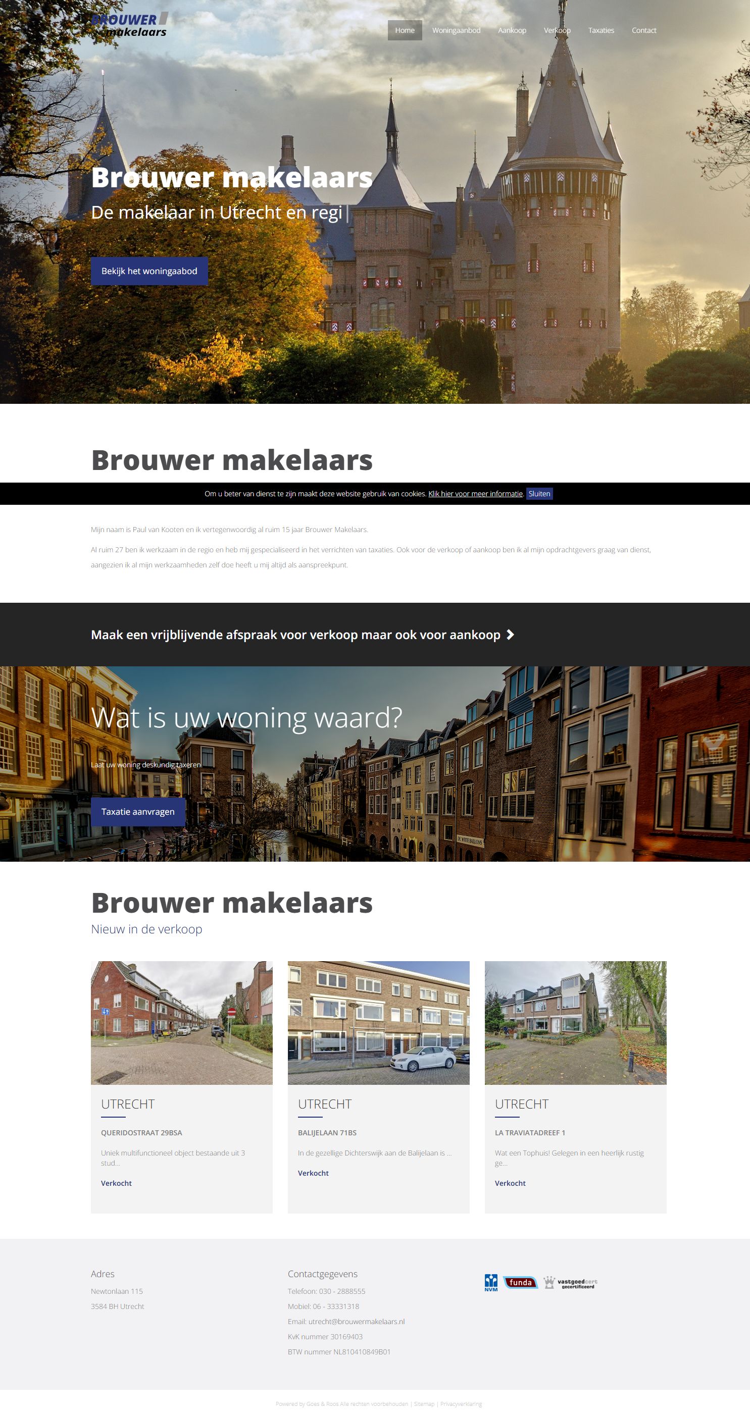 Screenshot van de website van www.brouwermakelaars.nl