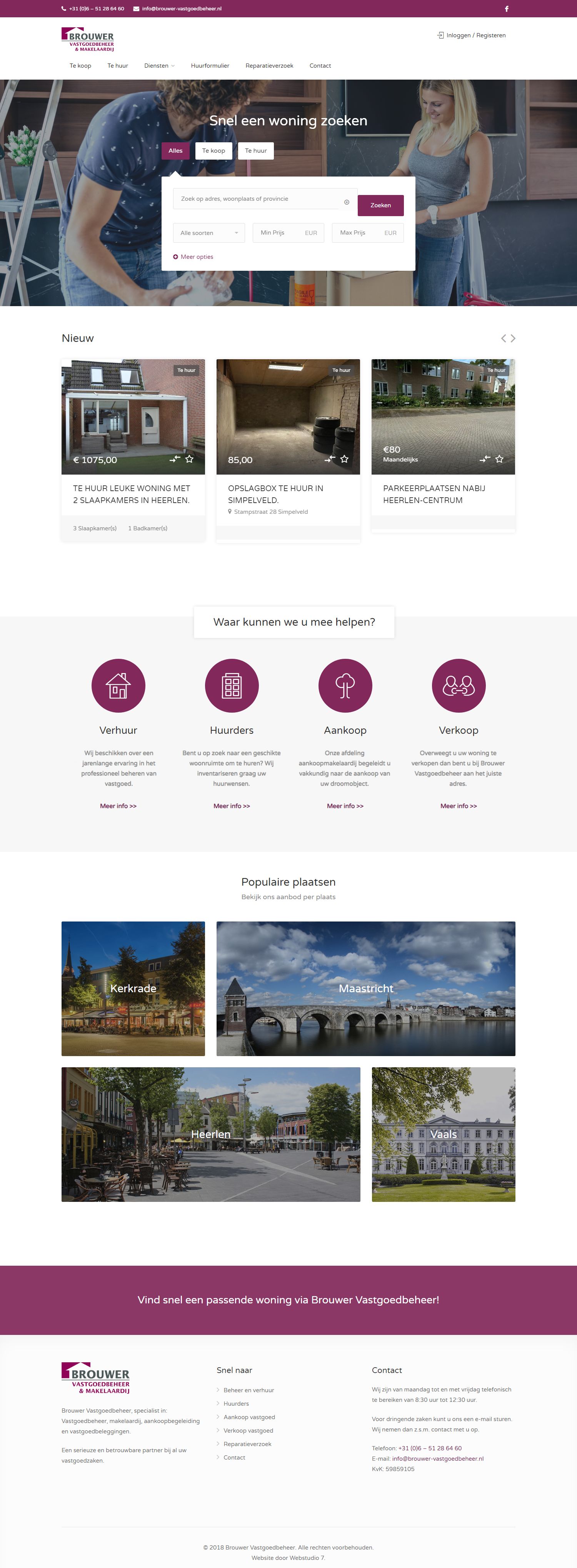 Screenshot van de website van www.brouwer-vastgoedbeheer.nl