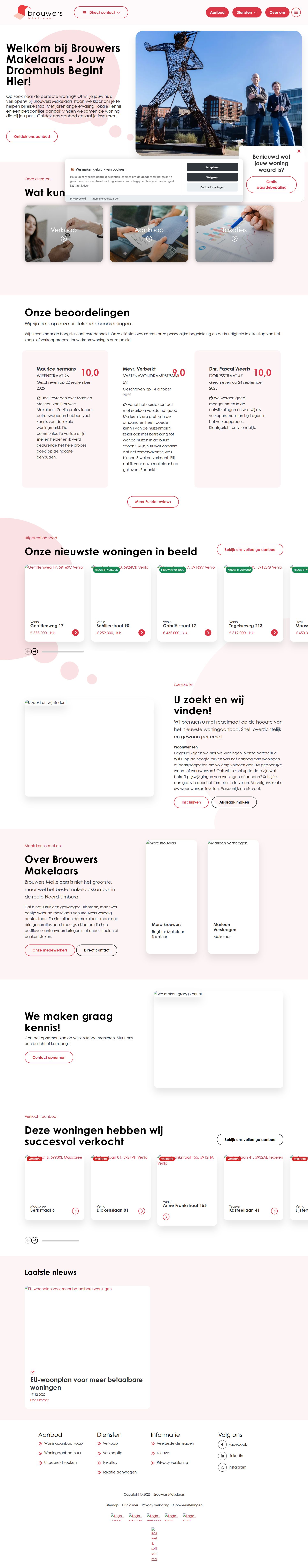 Screenshot van de website van www.uwwoning.nl