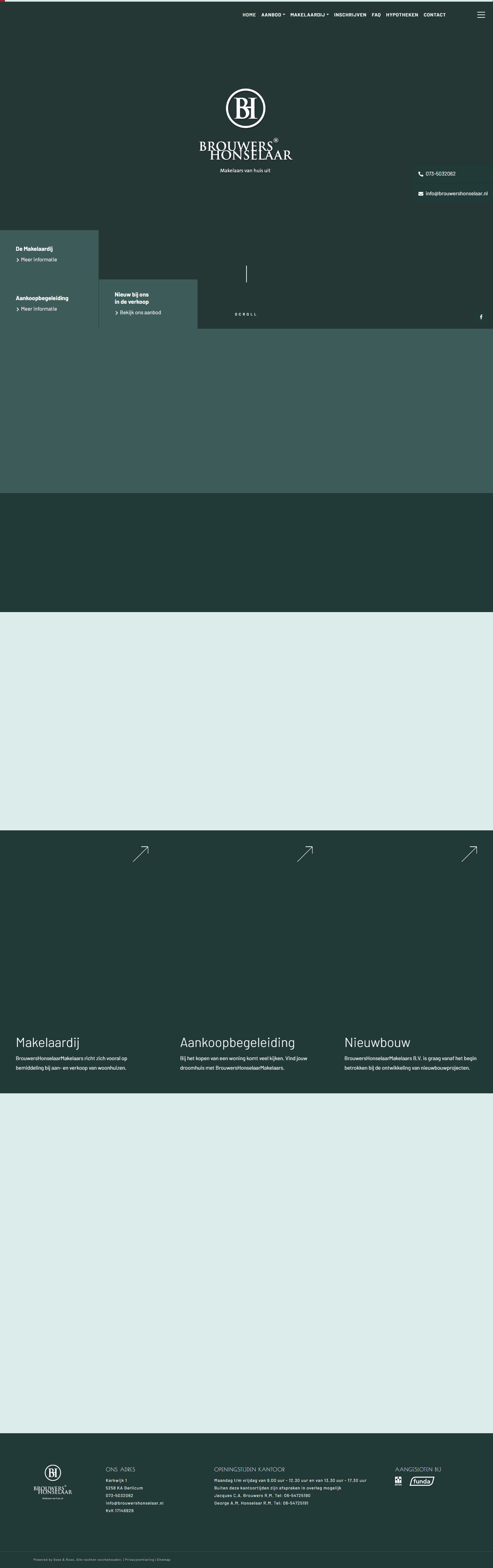 Screenshot van de website van www.brouwershonselaar.nl