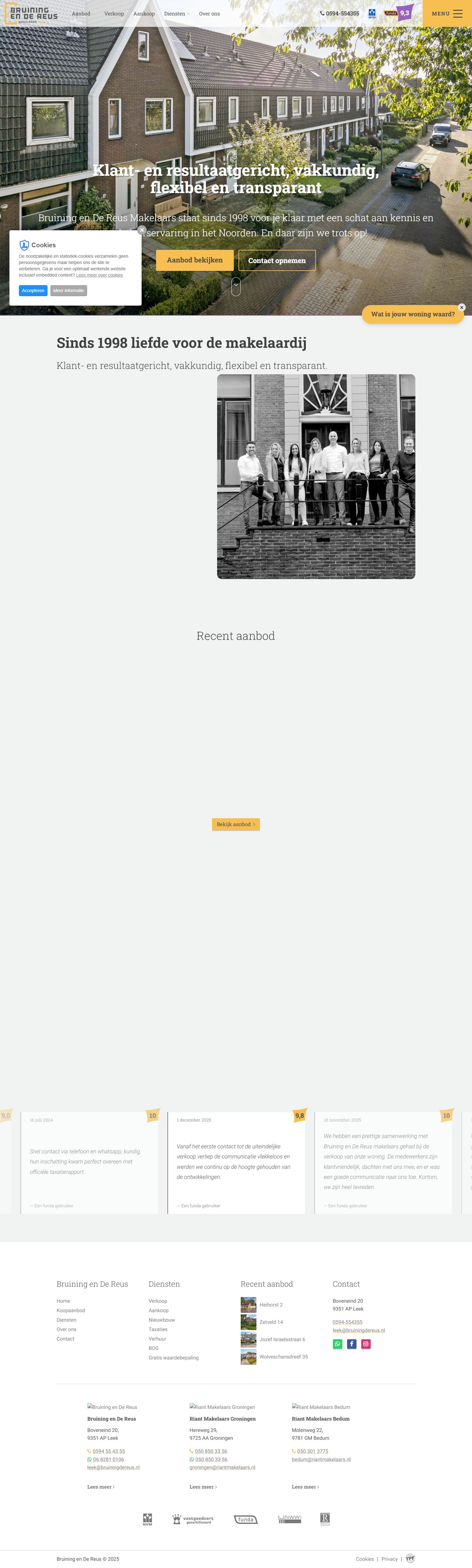 Screenshot of the website of www.bruiningdereus.nl