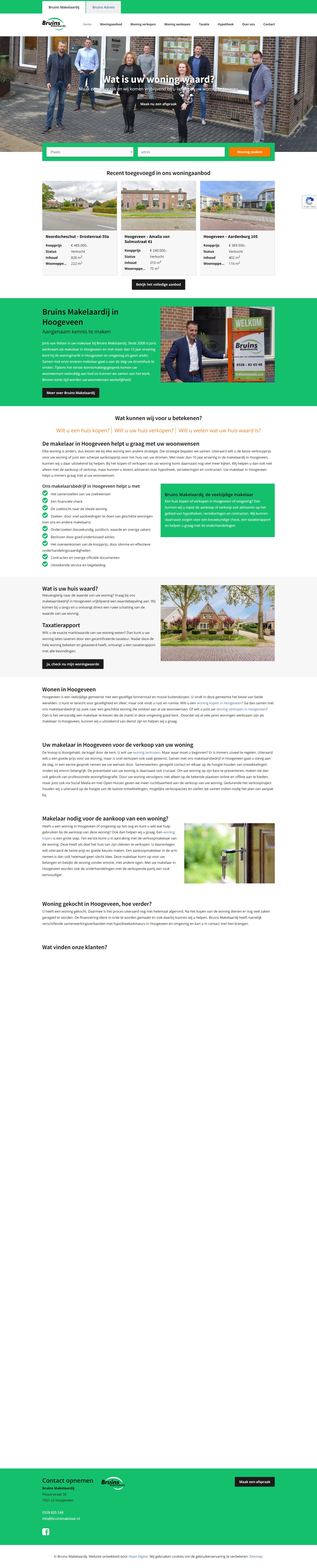 Screenshot van de website van www.bruinsmakelaar.nl