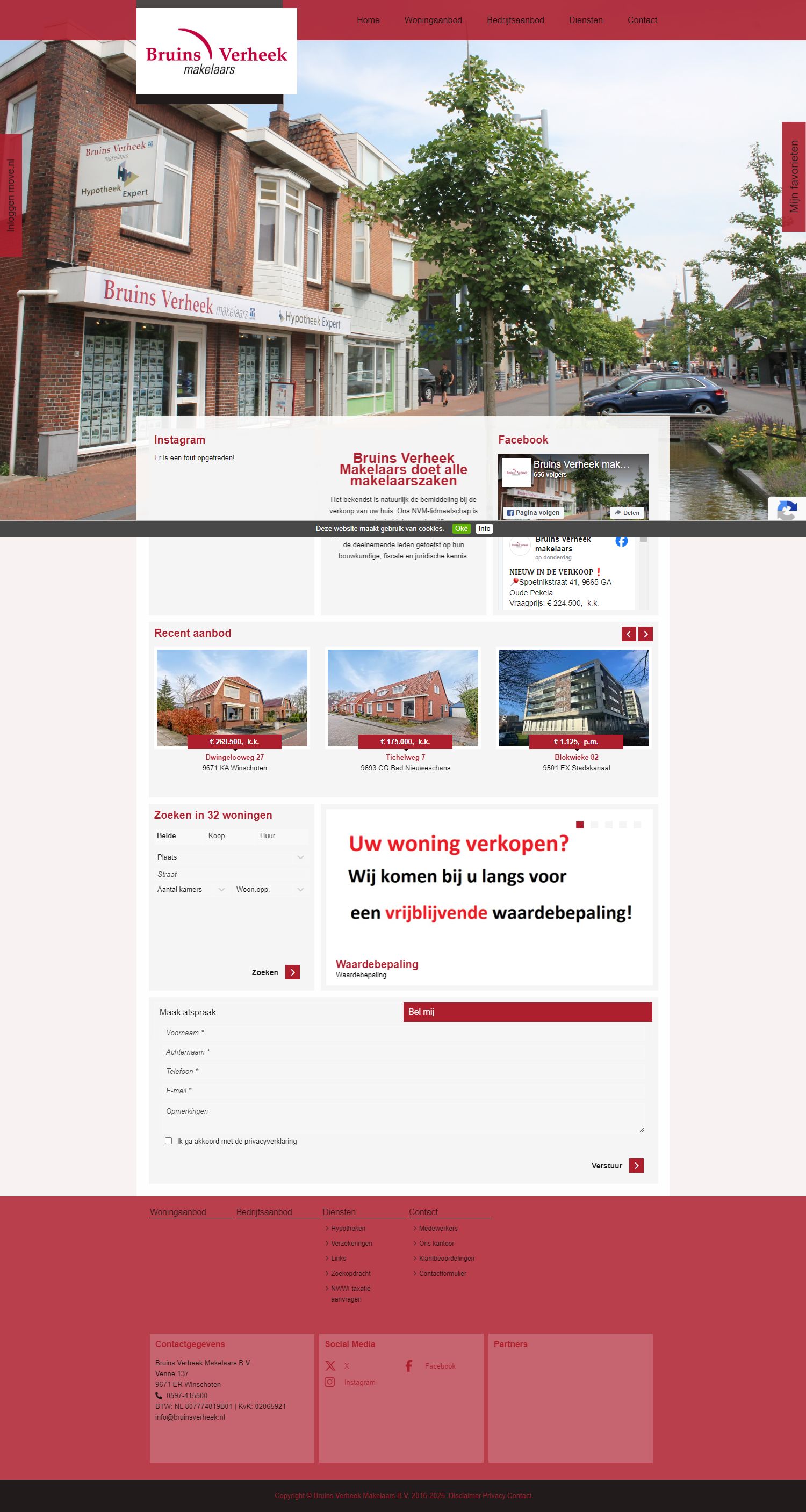 Screenshot van de website van www.bruinsverheek.nl