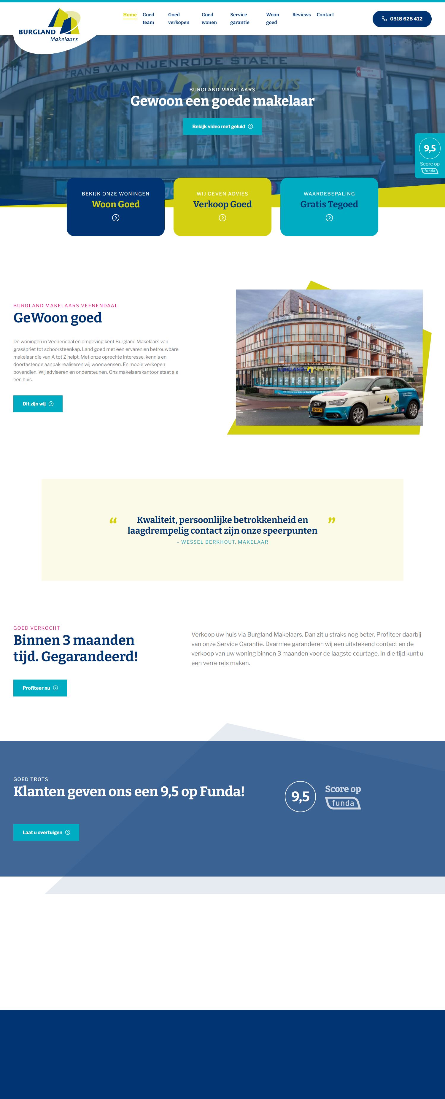 Screenshot van de website van www.burglandmakelaars.nl