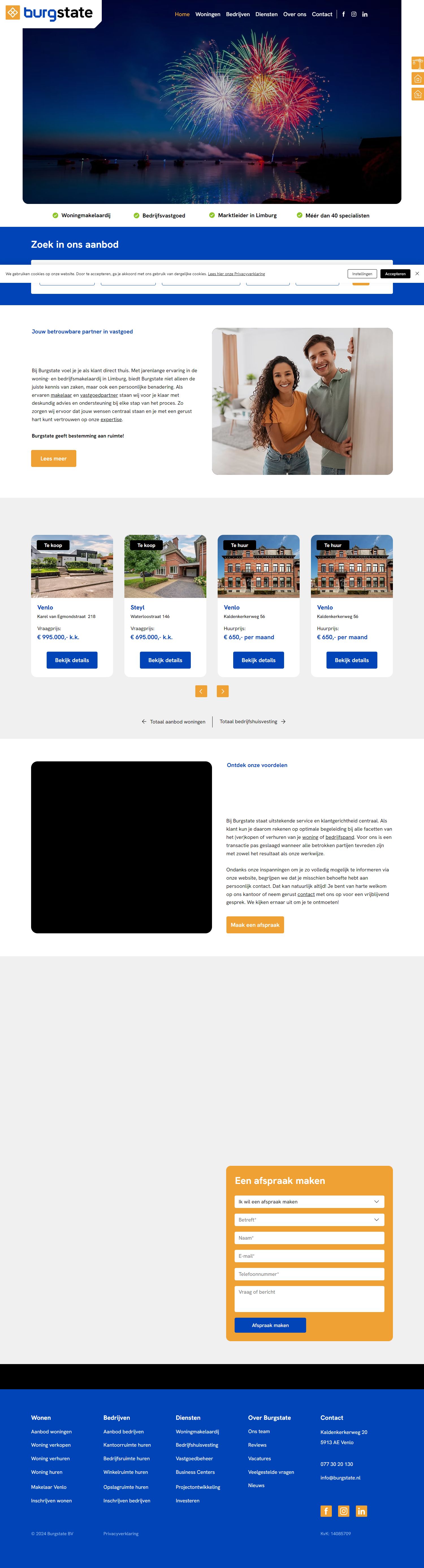 Screenshot van de website van www.burgstate.nl