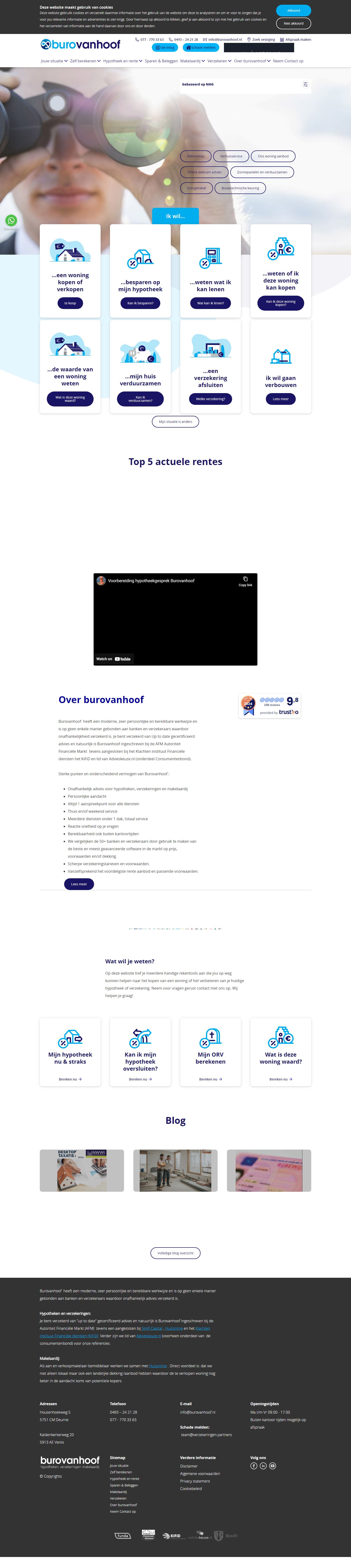 Screenshot van de website van www.burovanhoof.nl