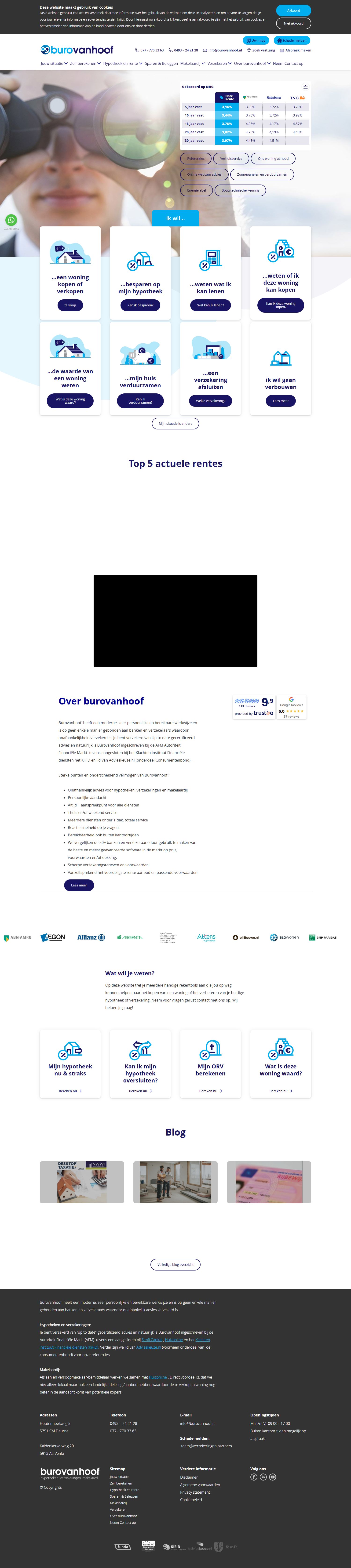 Capture d'écran du site web de www.burovanhoof.nl