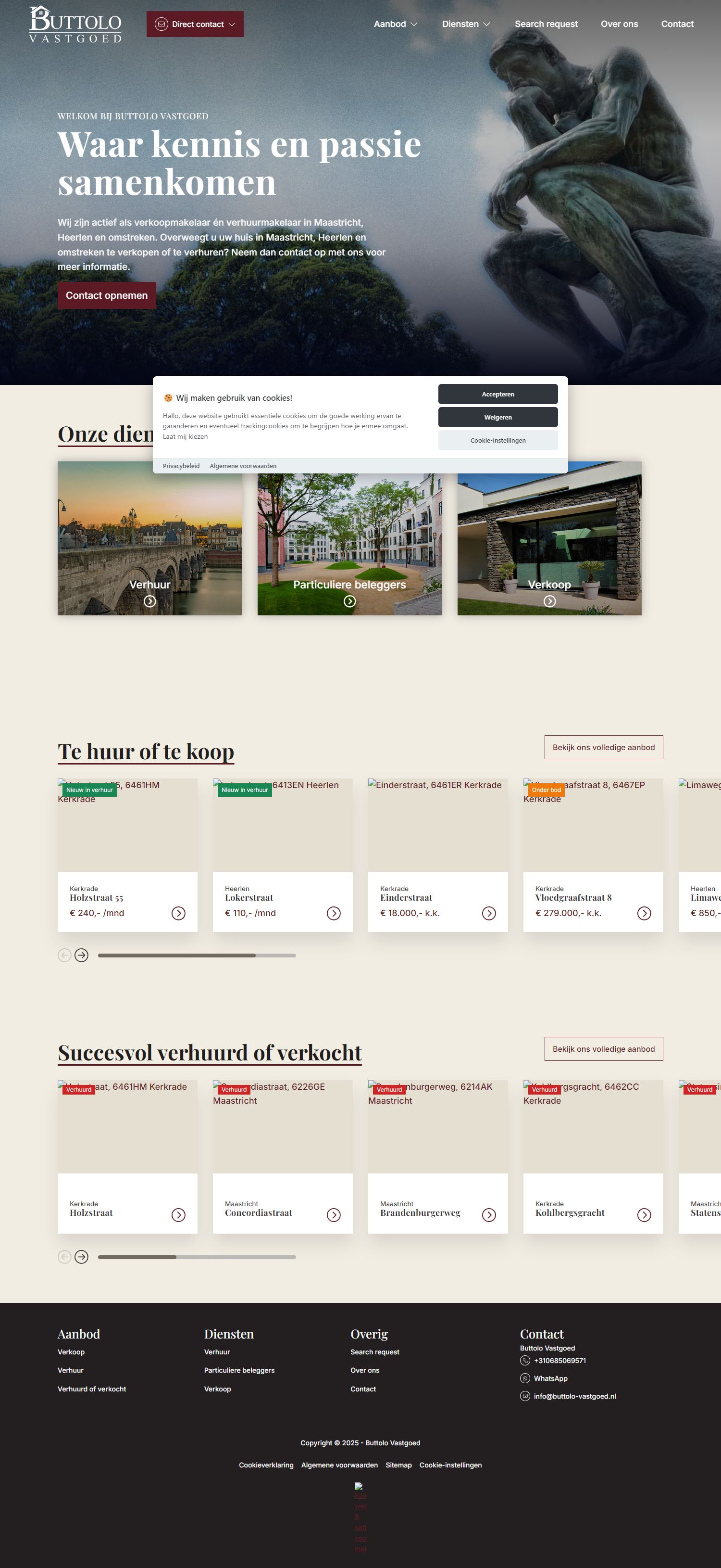 Screenshot van de website van www.buttolo-vastgoed.nl