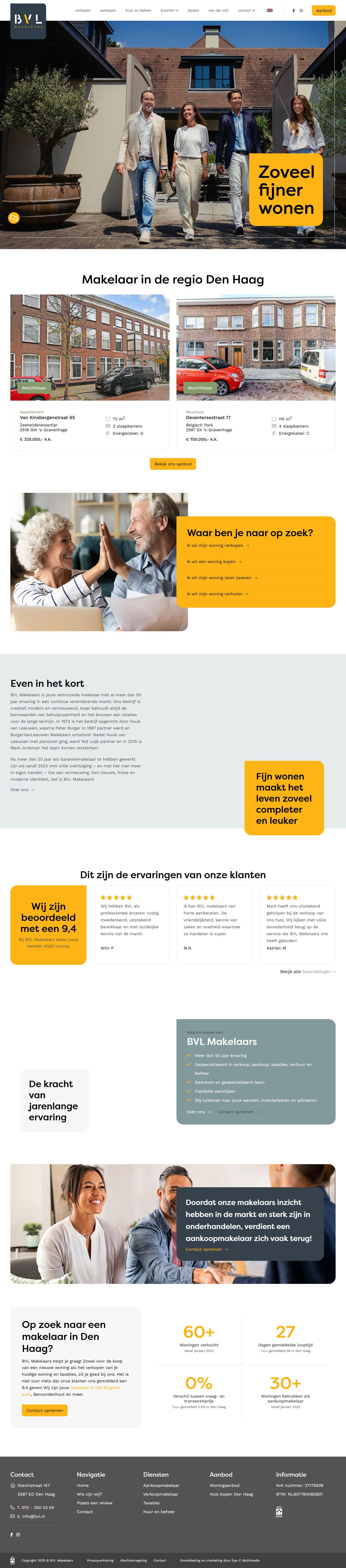 Screenshot of the website of www.bvl.nl
