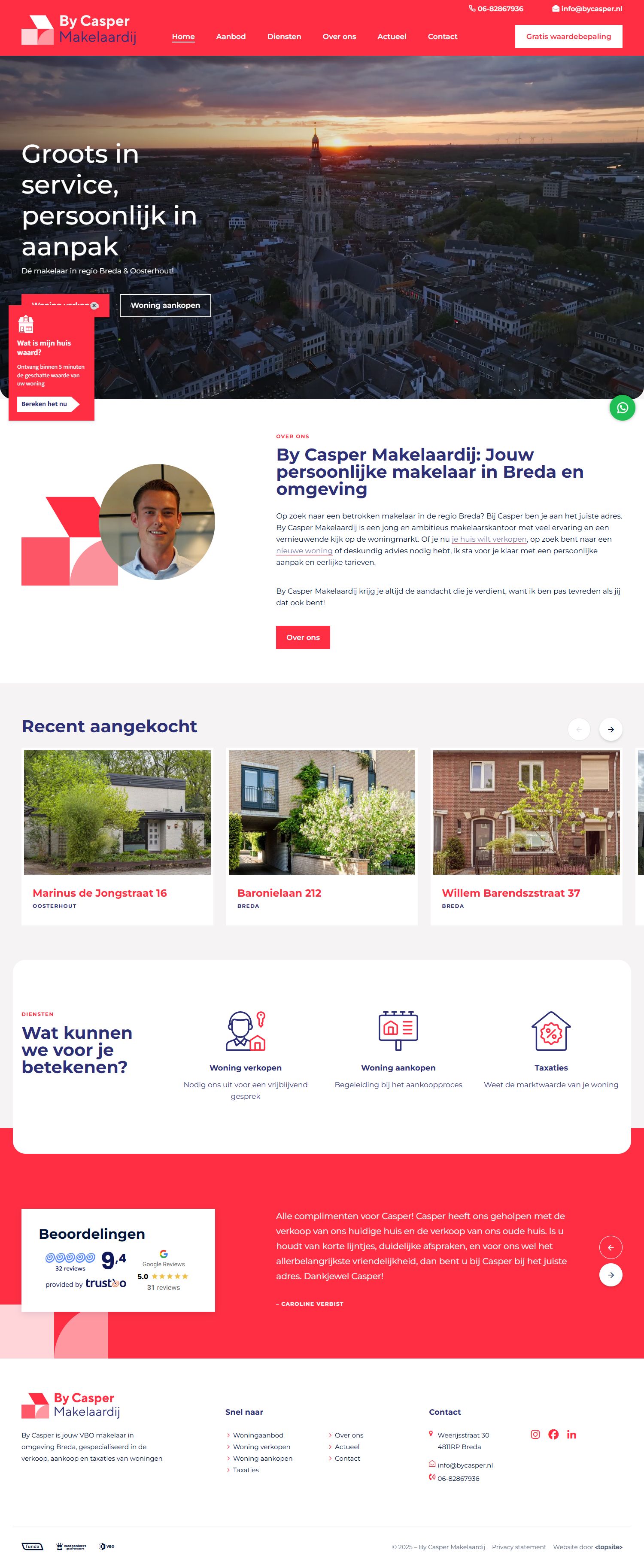 Capture d'écran du site web de www.bycasper.nl