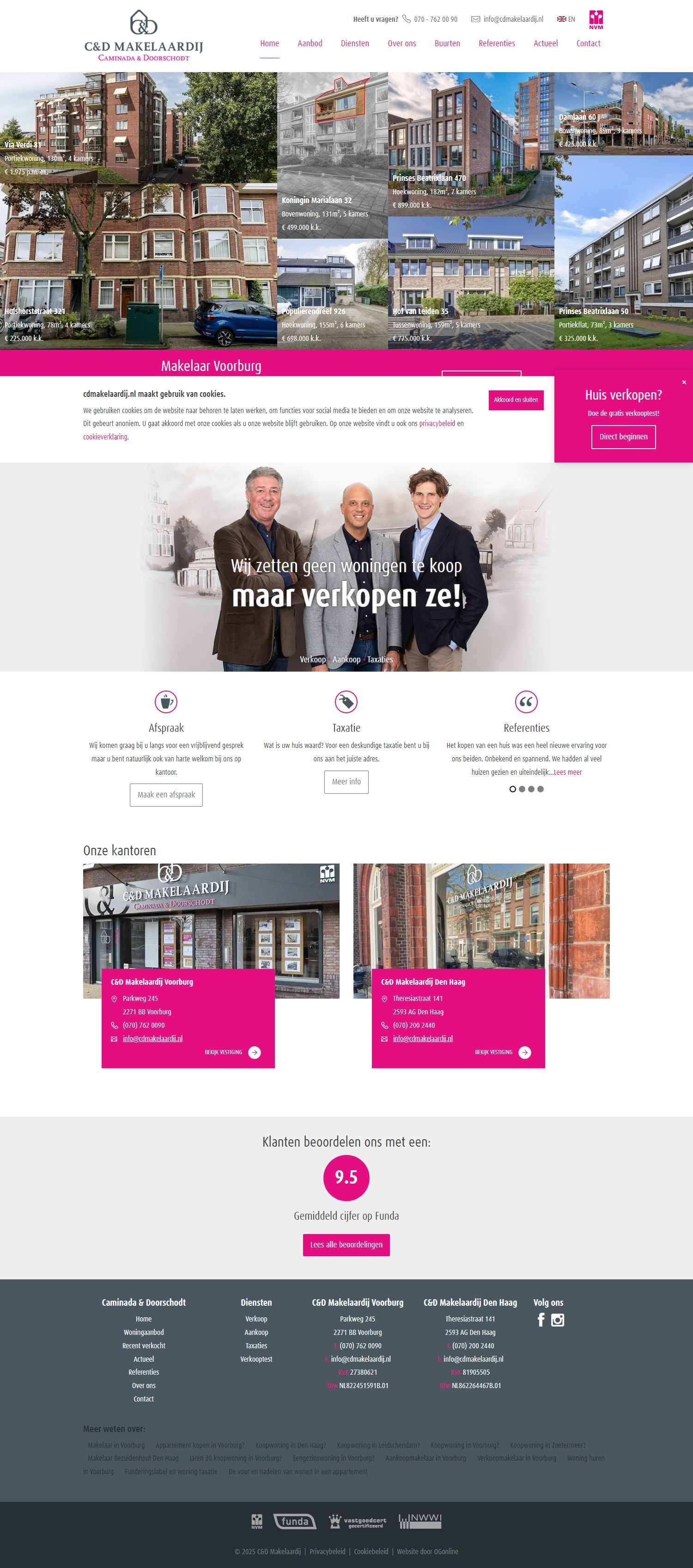 Screenshot van de website van www.cdmakelaardij.nl