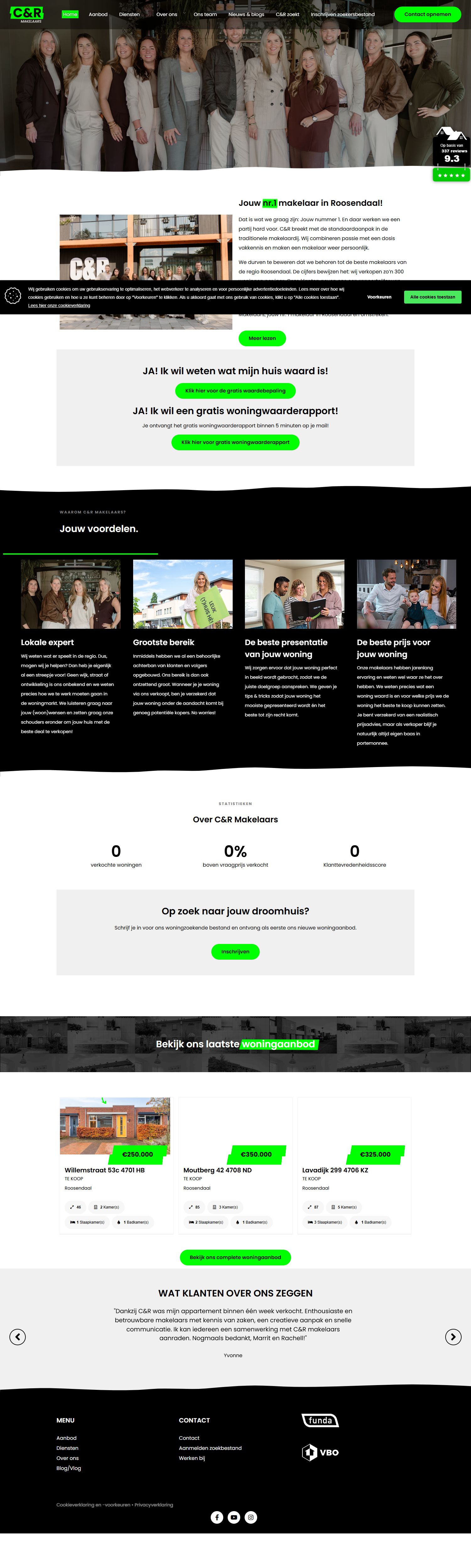 Screenshot of the website of www.crmakelaars.nl