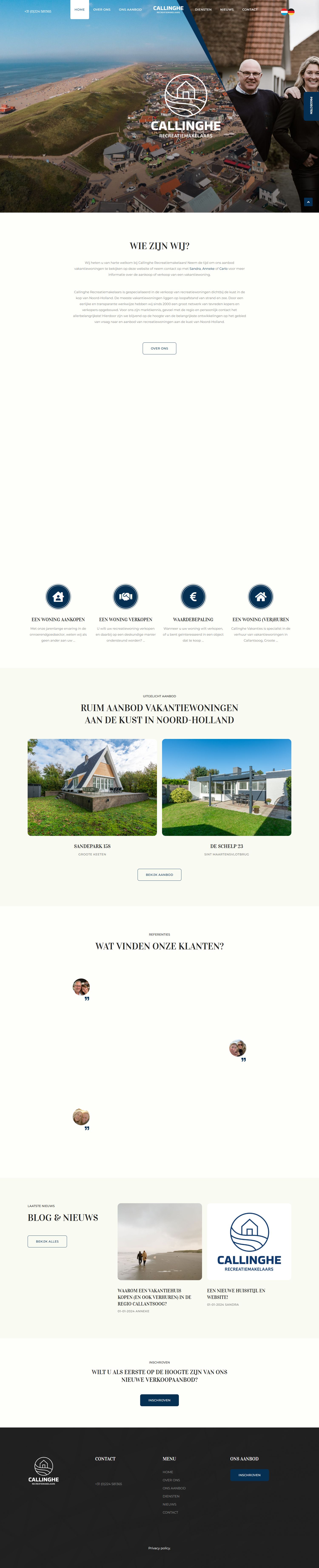 Screenshot van de website van www.callinghe.nl