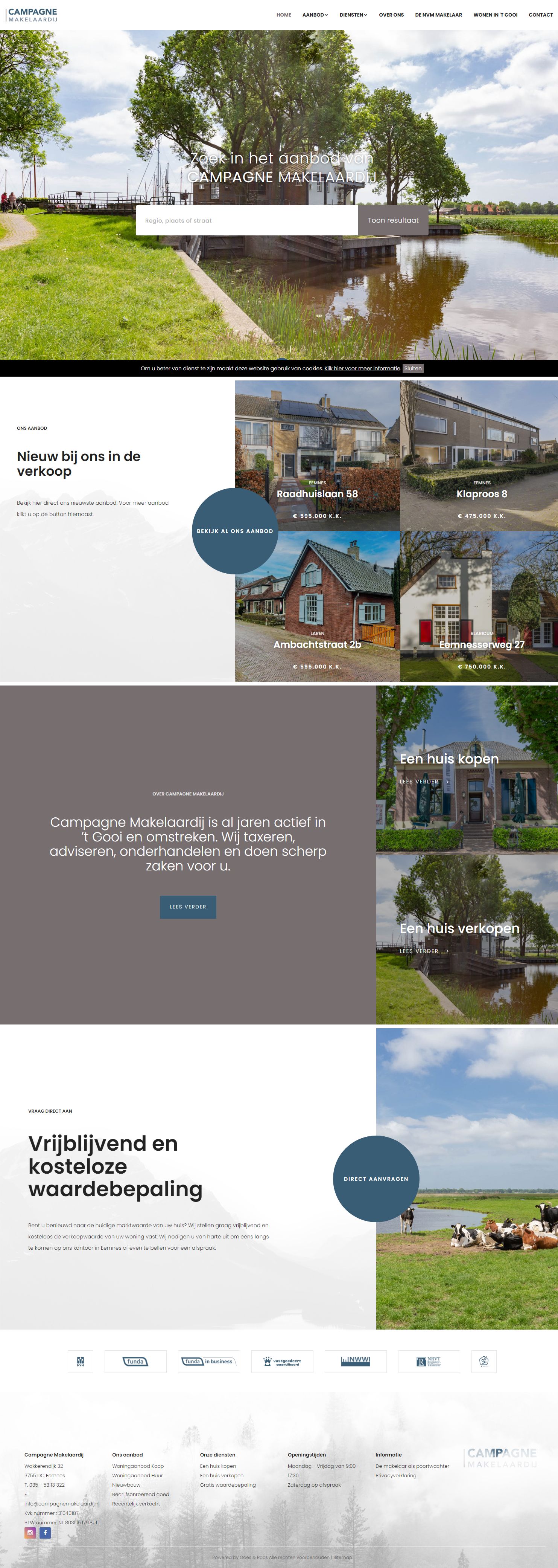 Screenshot van de website van www.campagnemakelaardij.nl