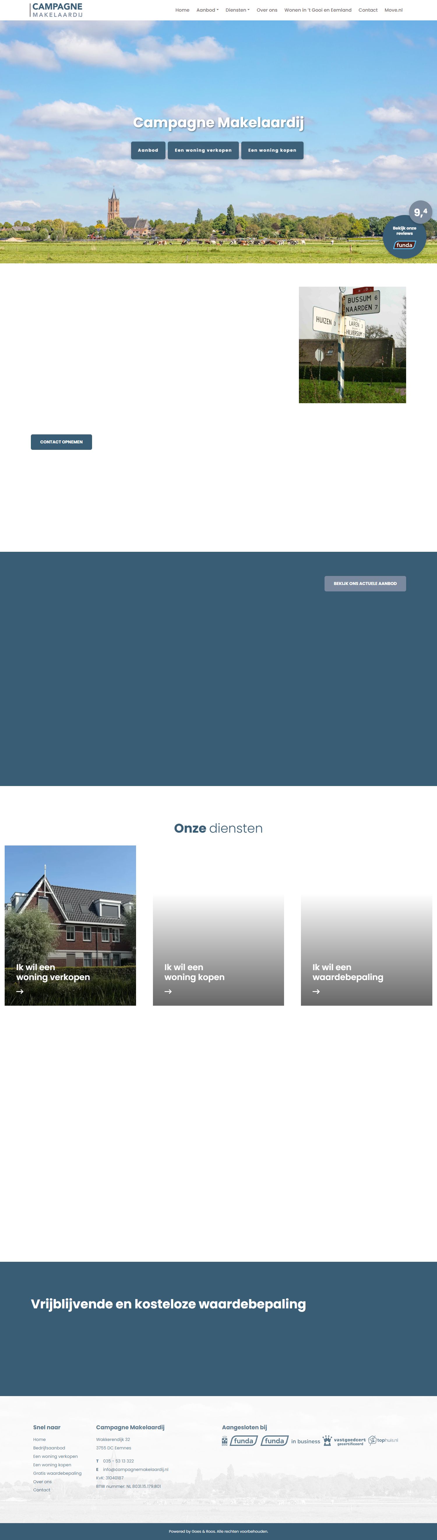 Screenshot of the website of www.campagnemakelaardij.nl