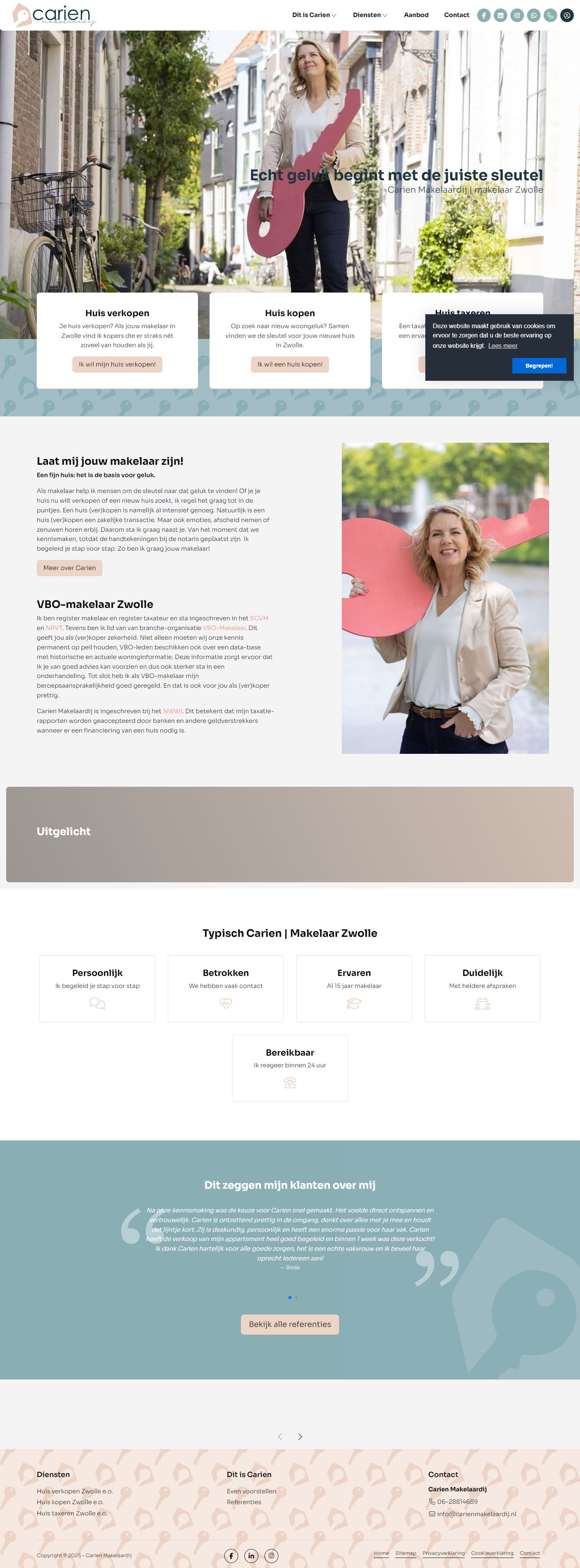 Screenshot van de website van www.carienmakelaardij.nl