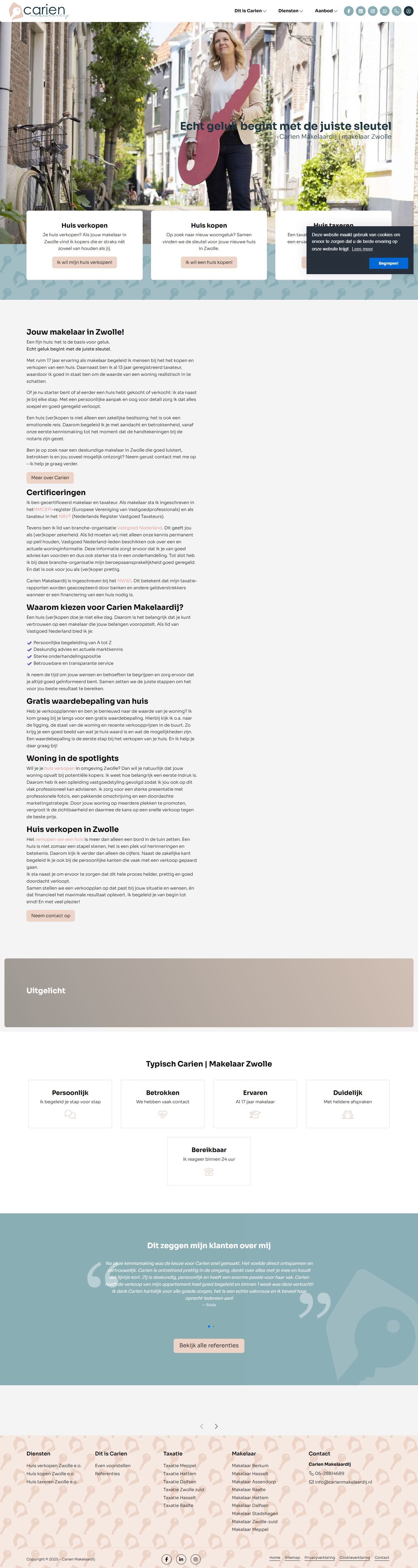 Screenshot van de website van www.carienmakelaardij.nl