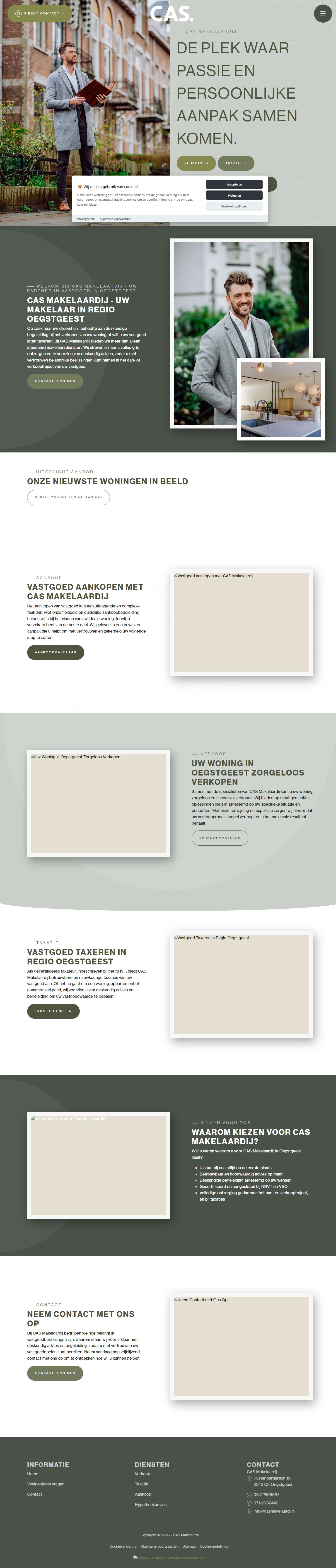 Screenshot van de website van www.casmakelaardij.nl