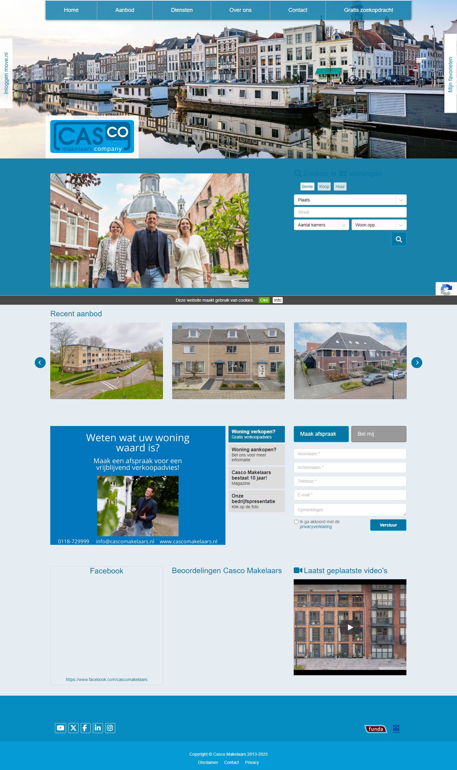 Screenshot van de website van www.cascomakelaars.nl