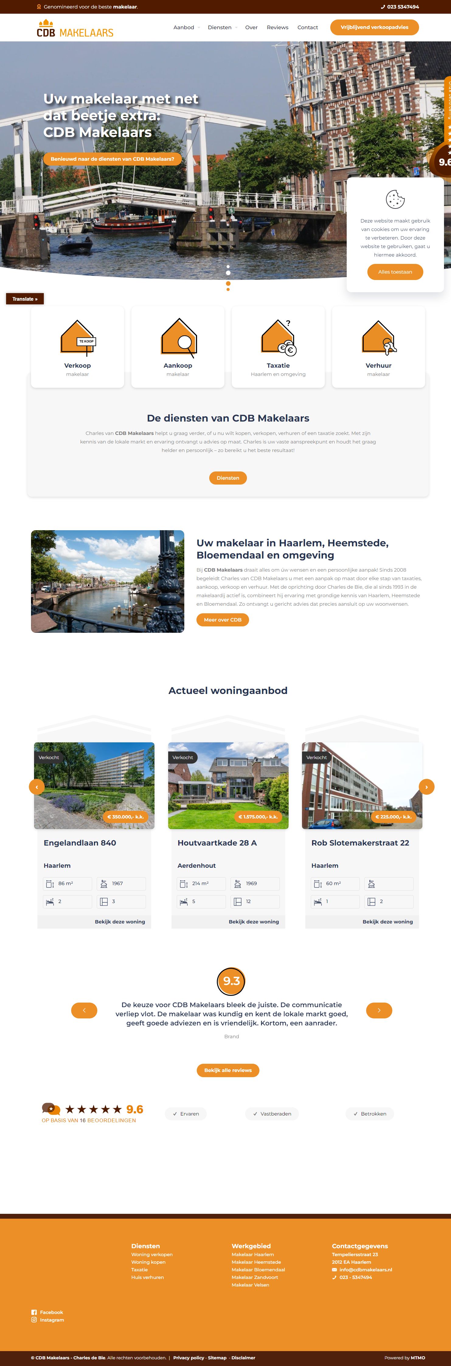 Screenshot van de website van www.cdbmakelaars.nl