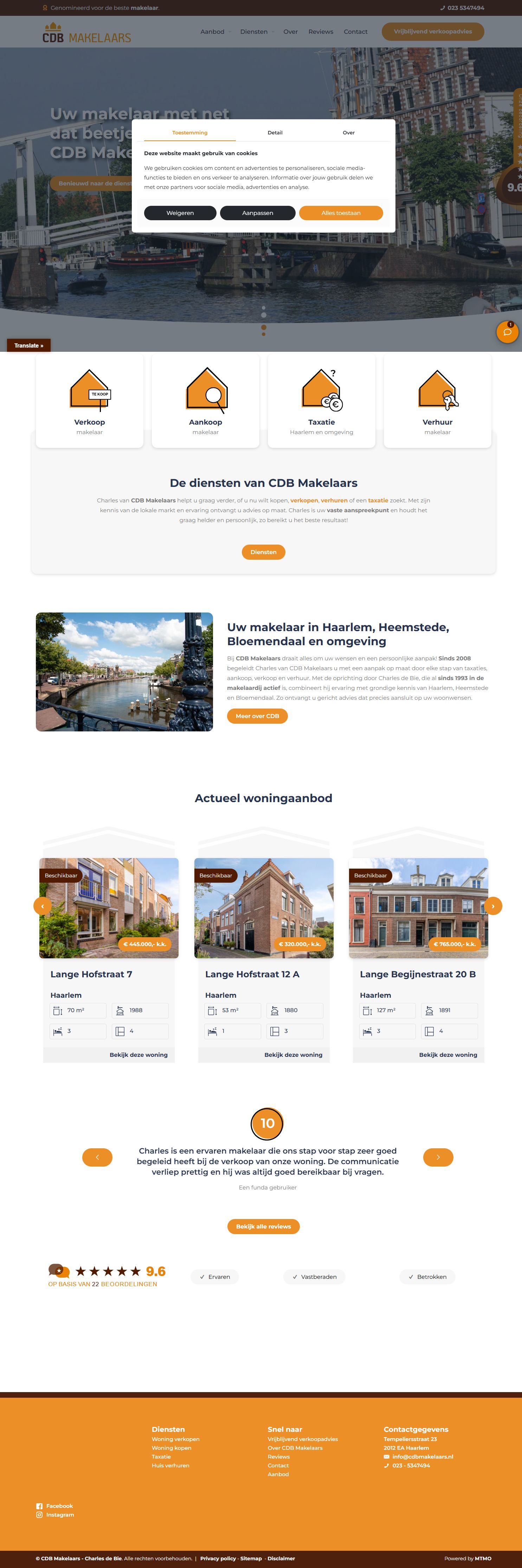 Screenshot of the website of www.cdbmakelaars.nl
