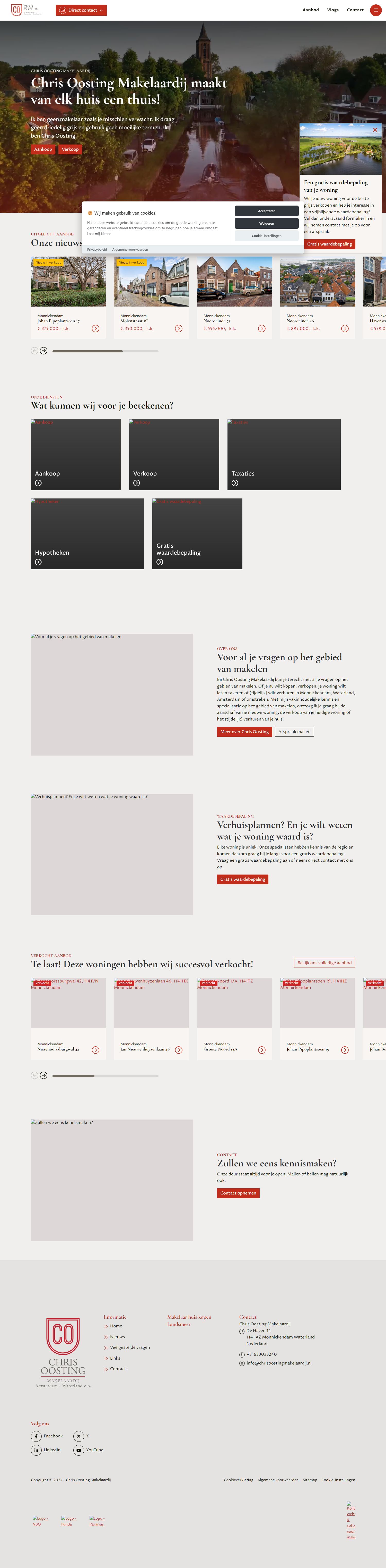 Screenshot van de website van www.chrisoostingmakelaardij.nl
