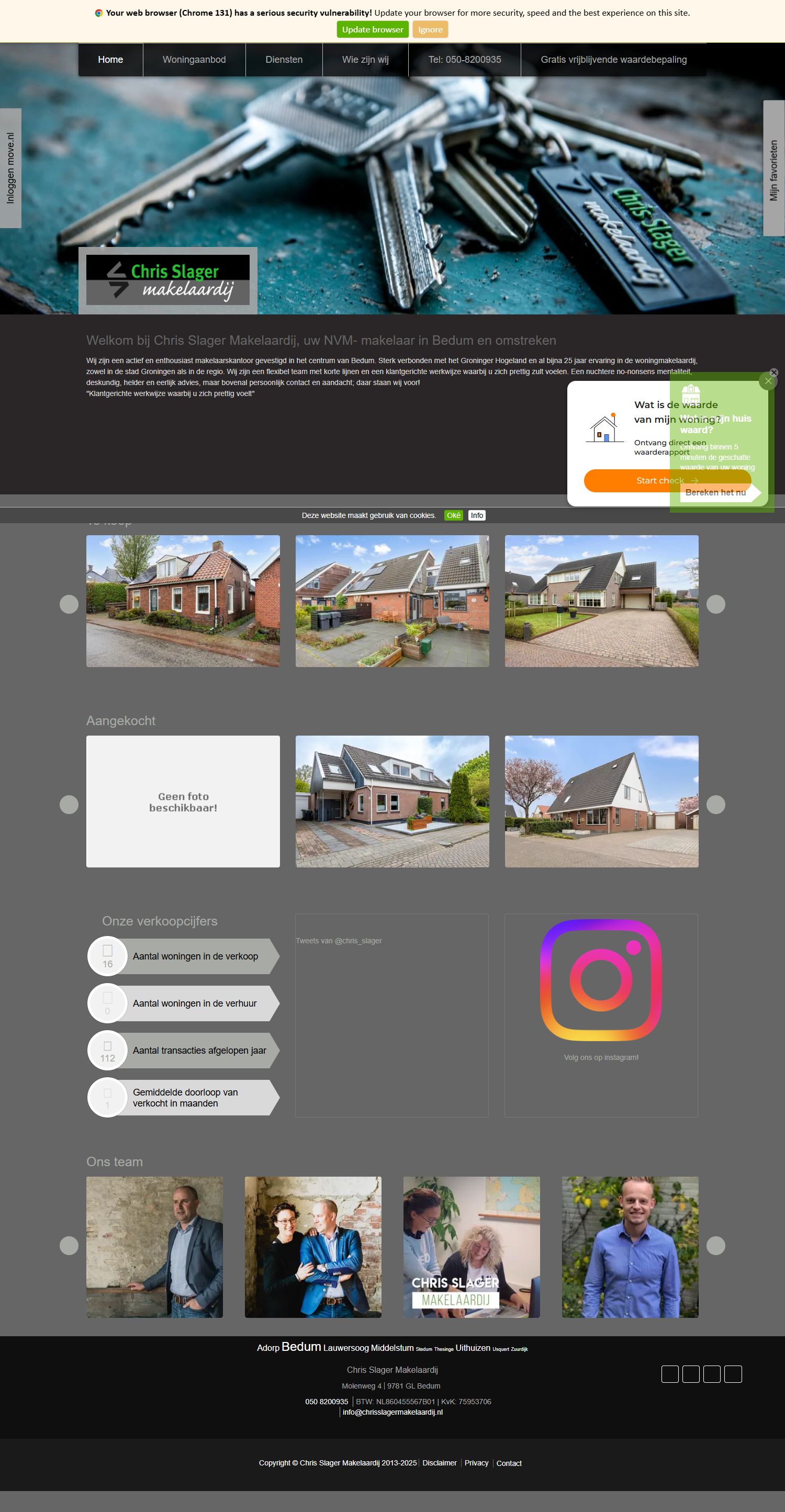 Capture d'écran du site web de www.chrisslagermakelaardij.nl
