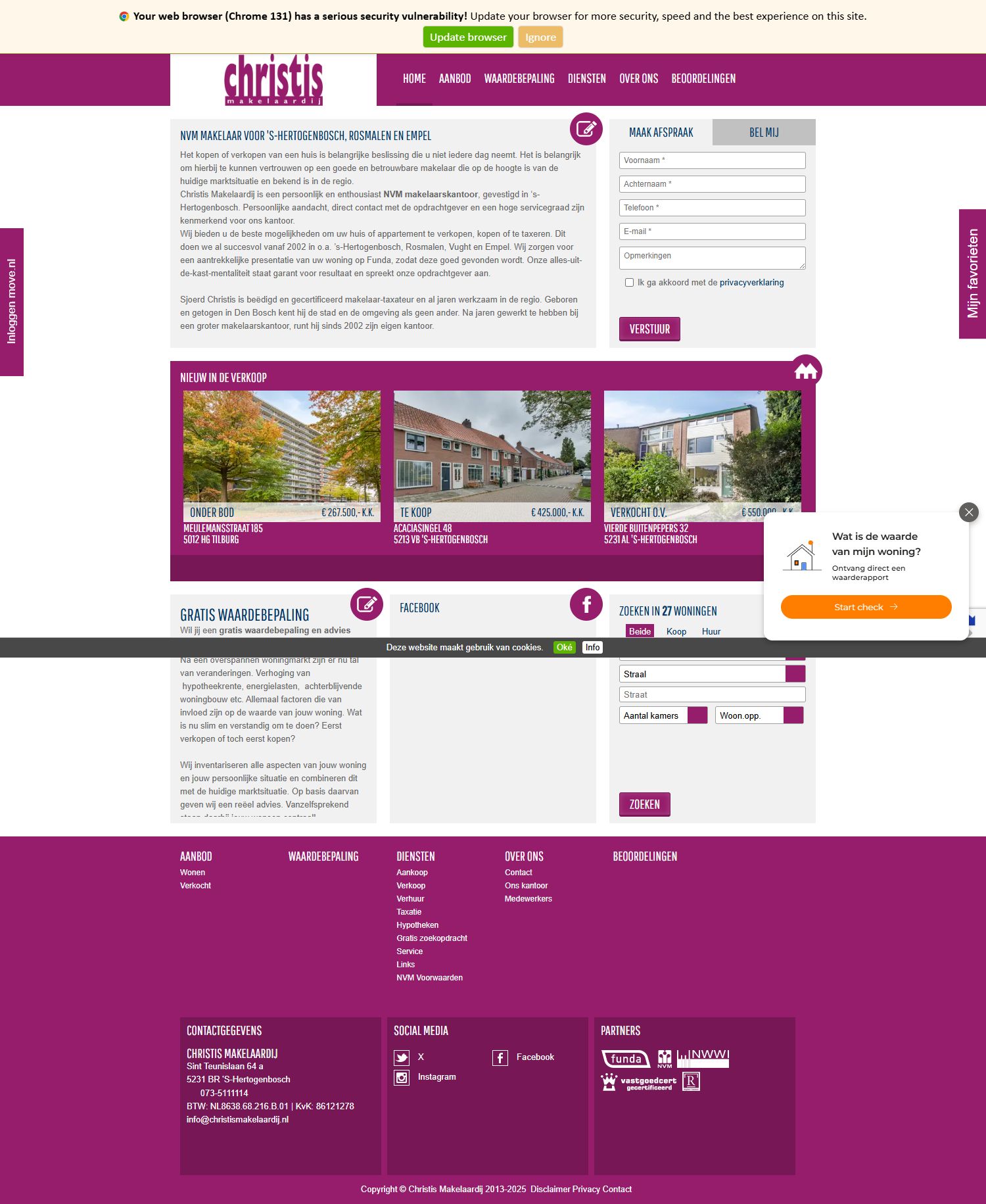 Capture d'écran du site web de www.christismakelaardij.nl