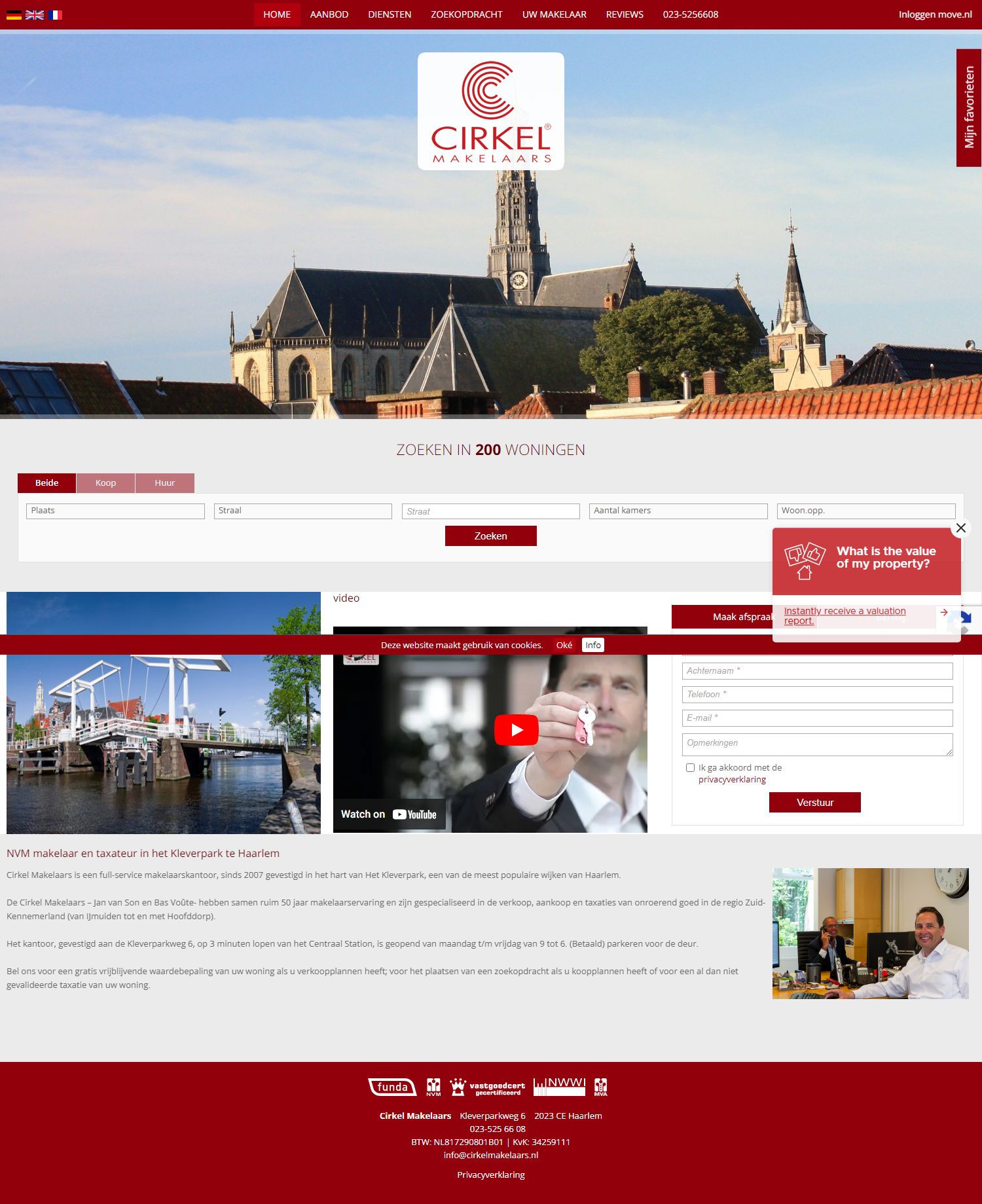 Screenshot van de website van www.cirkelmakelaars.nl