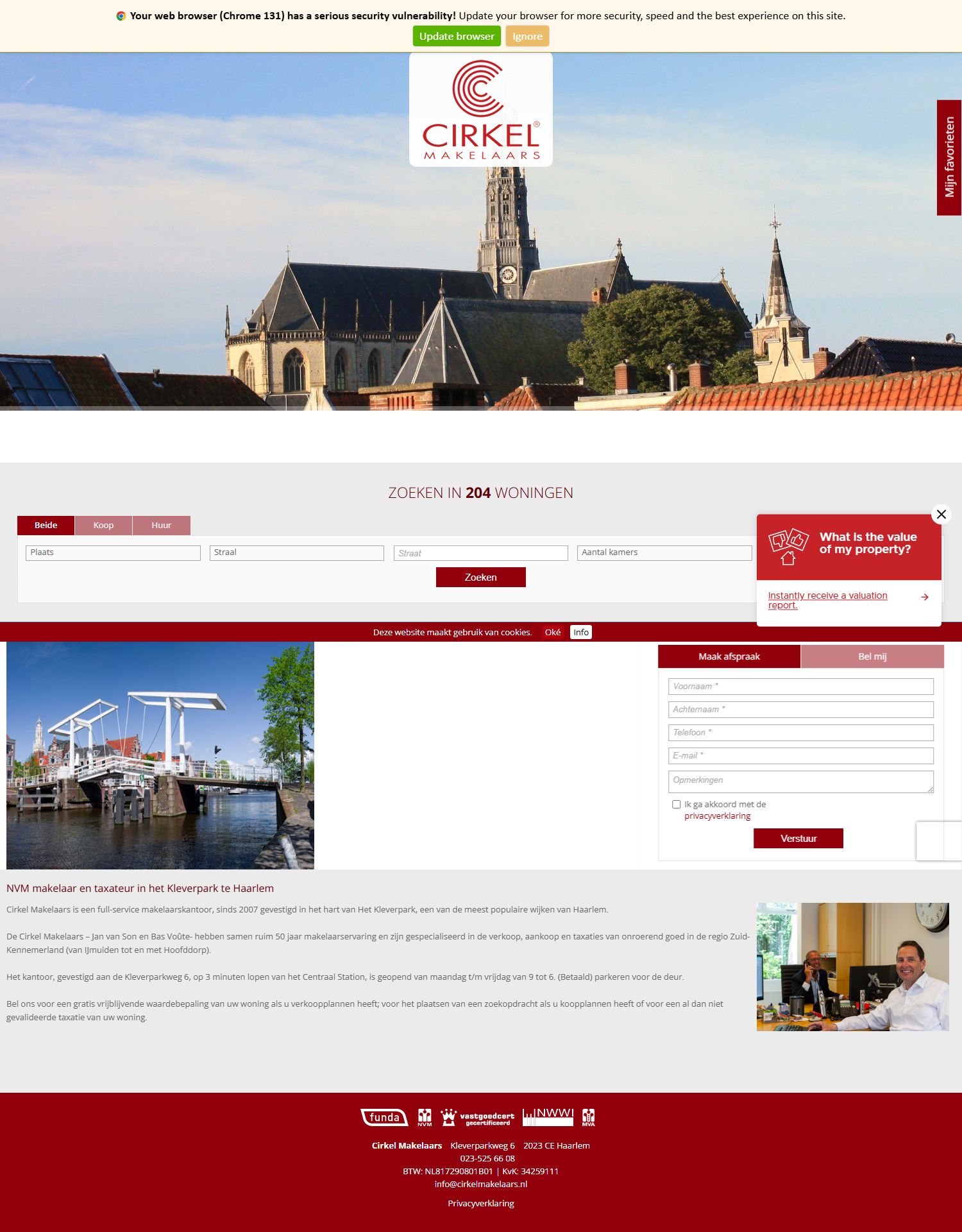 Screenshot of the website of www.cirkelmakelaars.nl