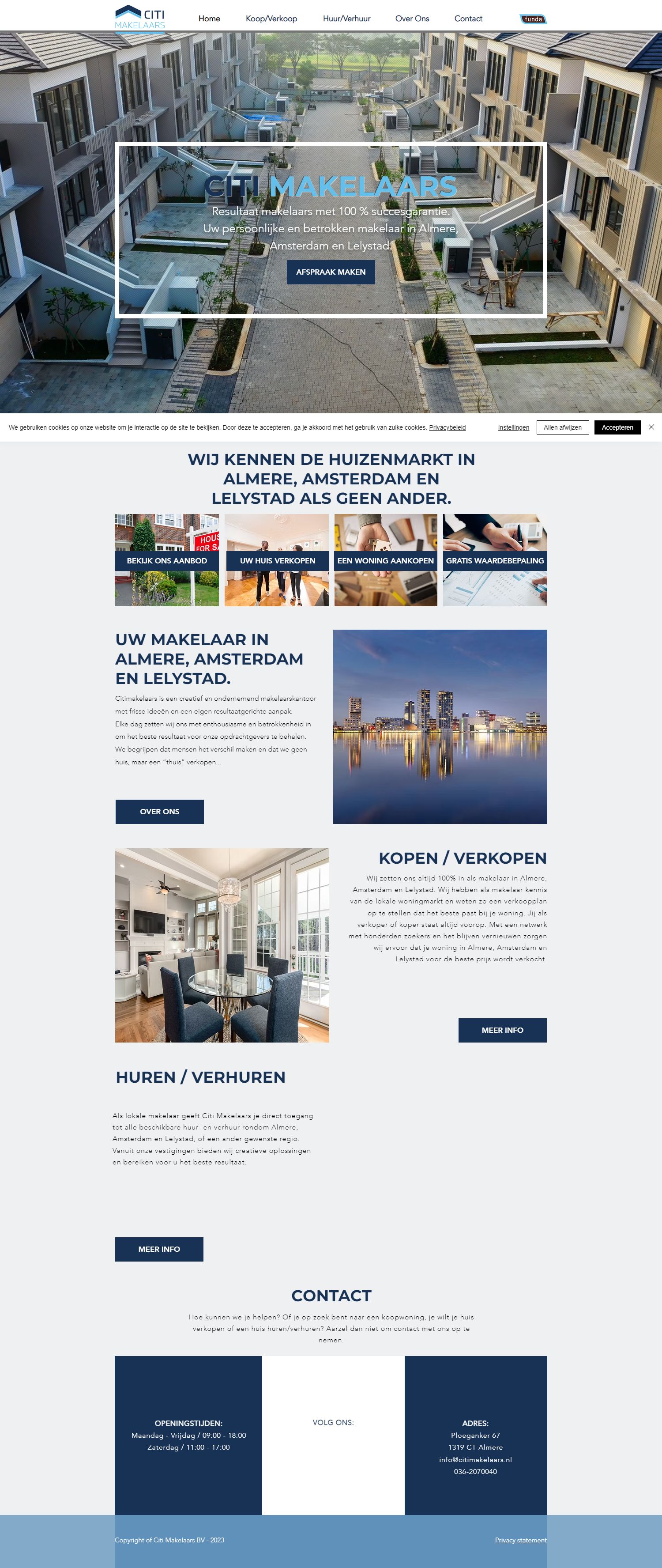 Screenshot van de website van www.citimakelaars.nl