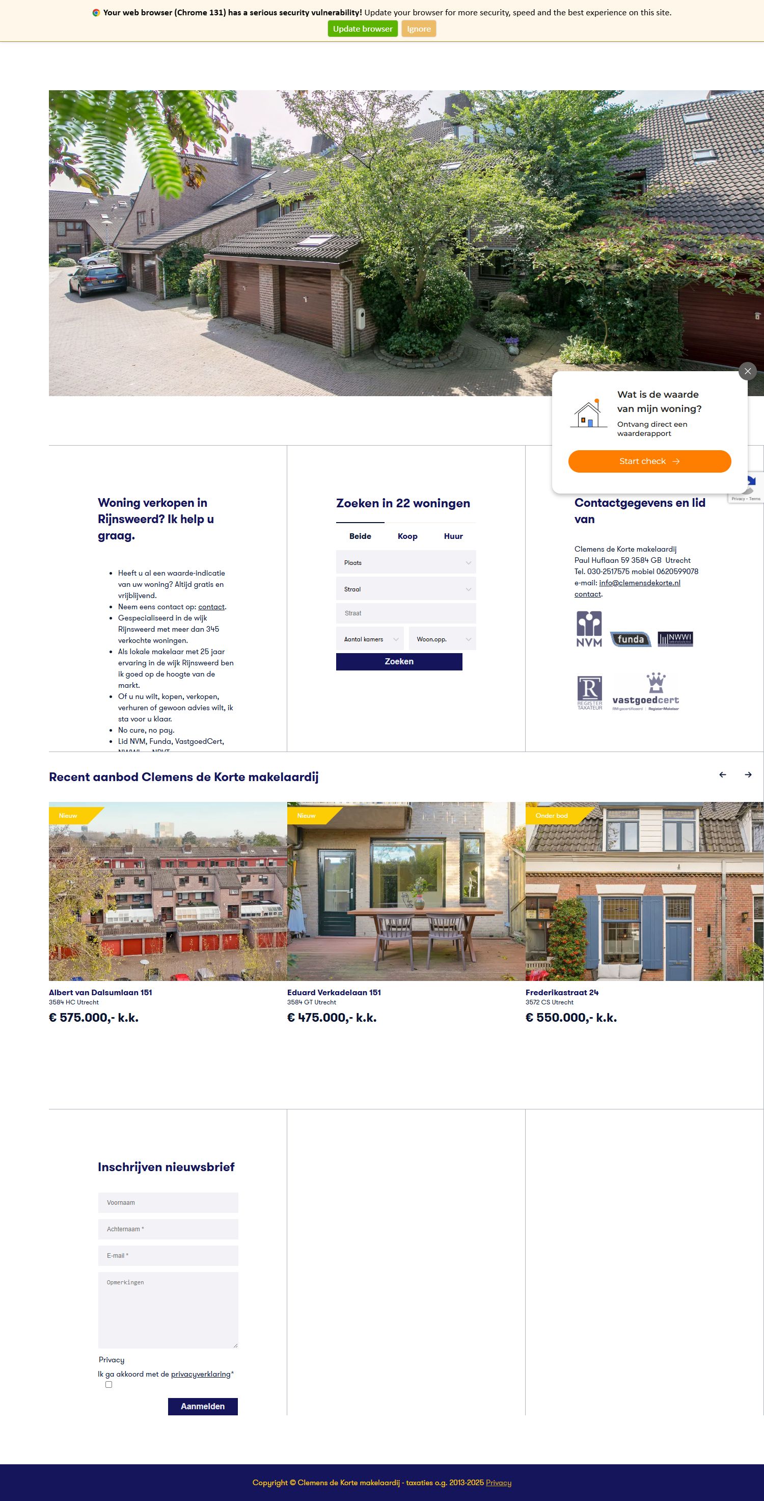 Screenshot der Website von www.clemensdekorte.nl