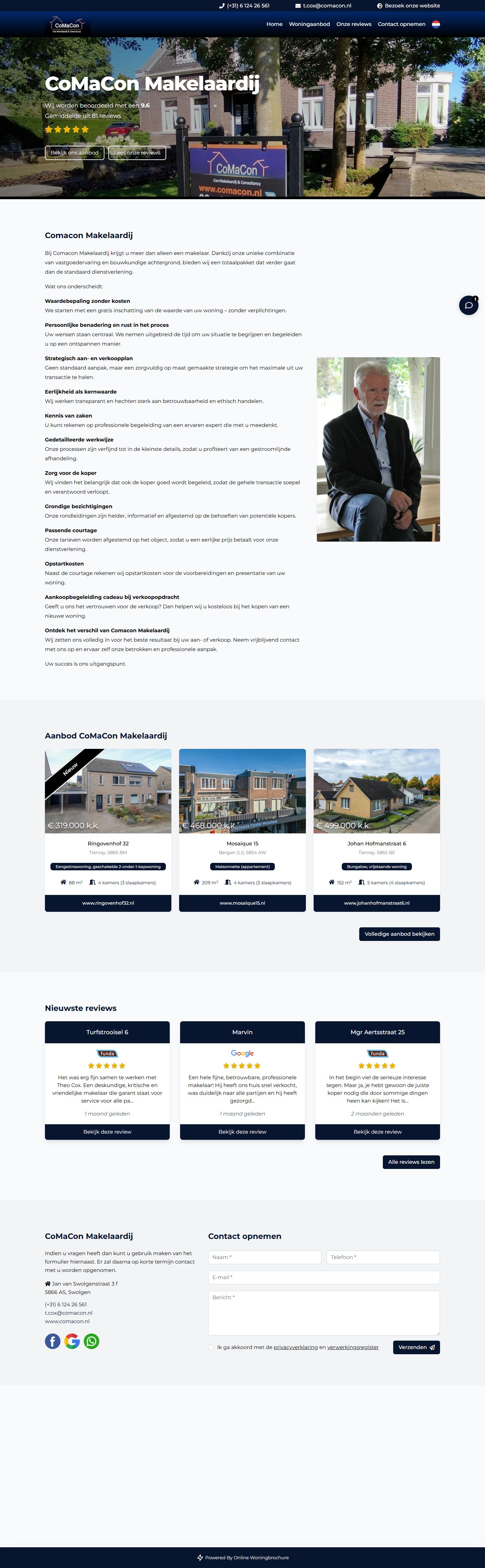 Capture d'écran du site web de www.comacon.nl