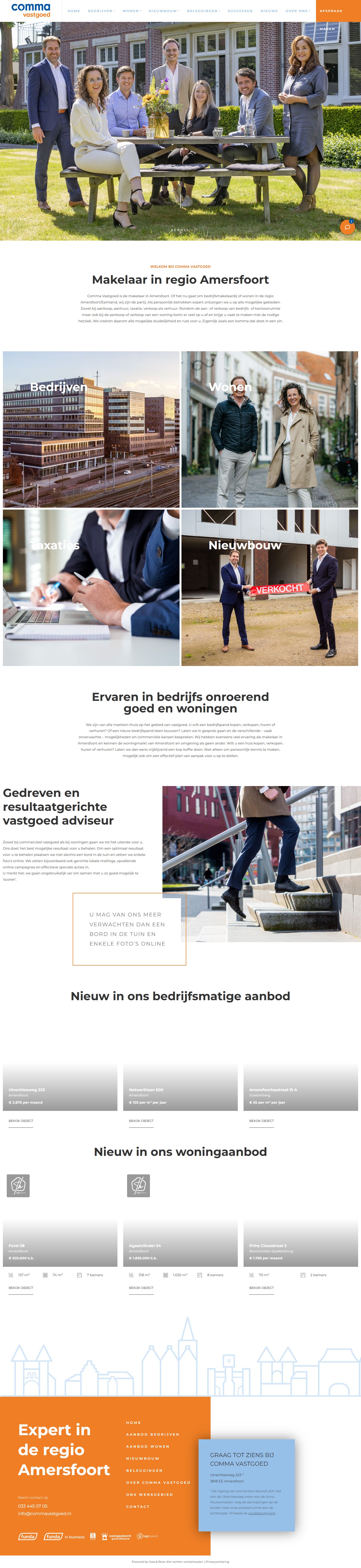 Screenshot of the website of www.commavastgoed.nl