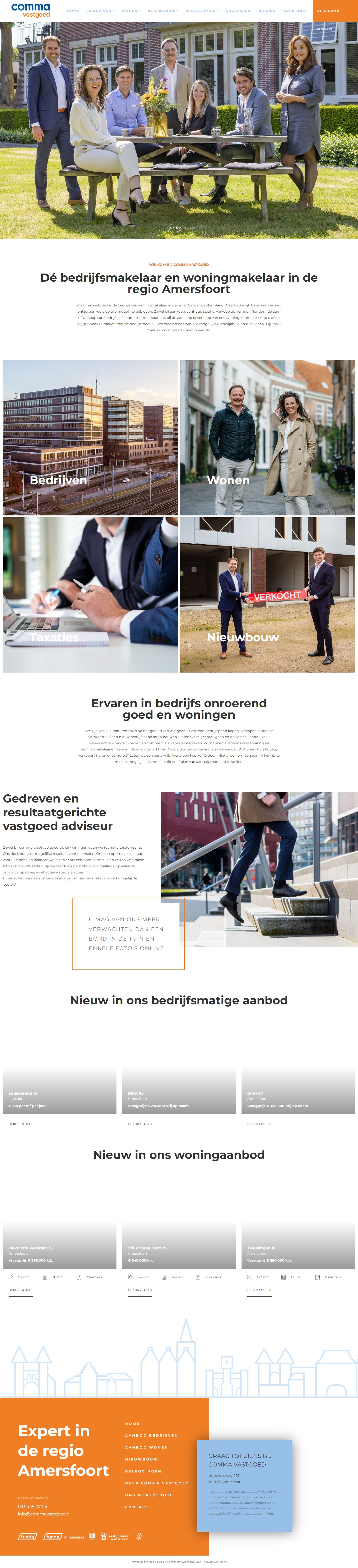 Screenshot van de website van www.commavastgoed.nl