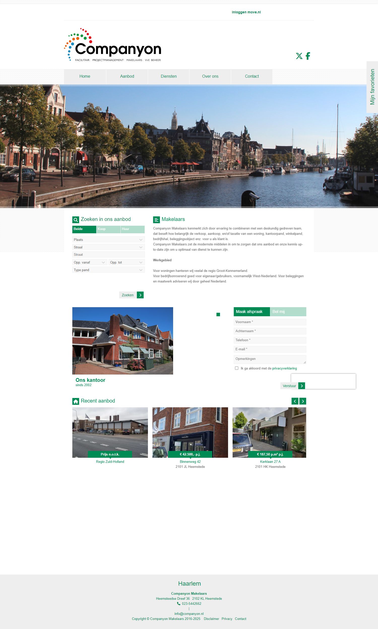 Screenshot van de website van www.companyon.nl