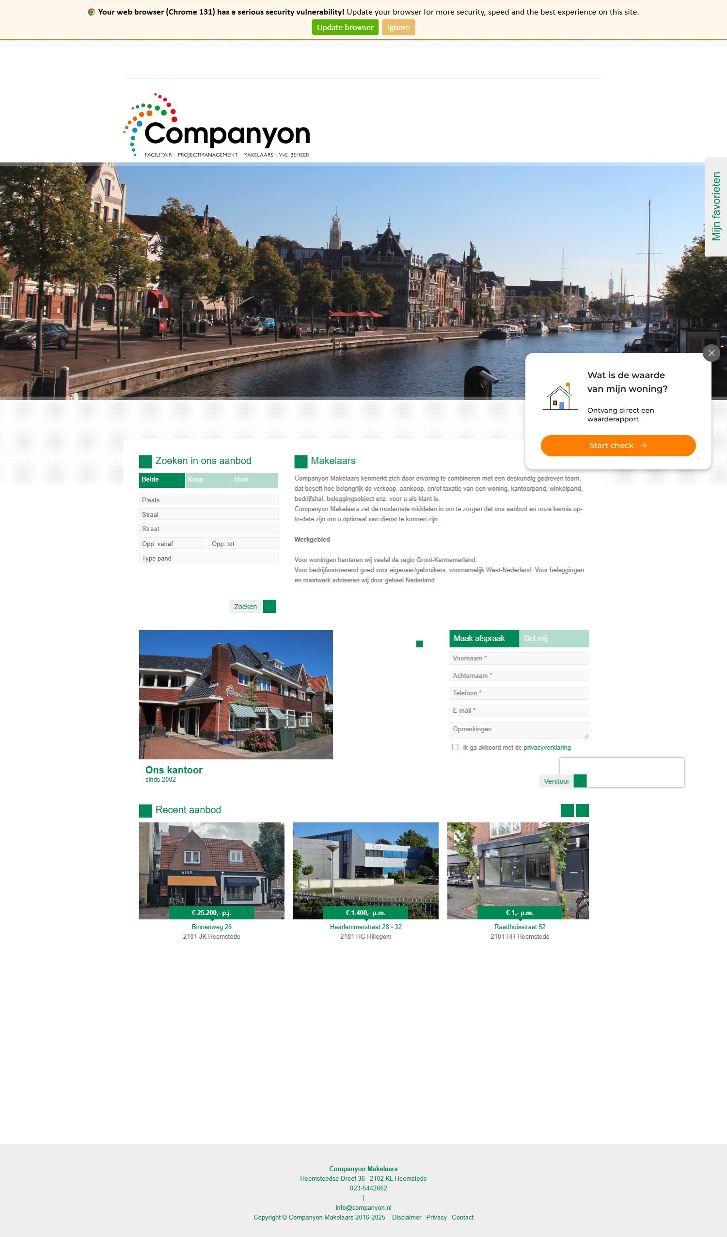 Screenshot van de website van www.companyon.nl
