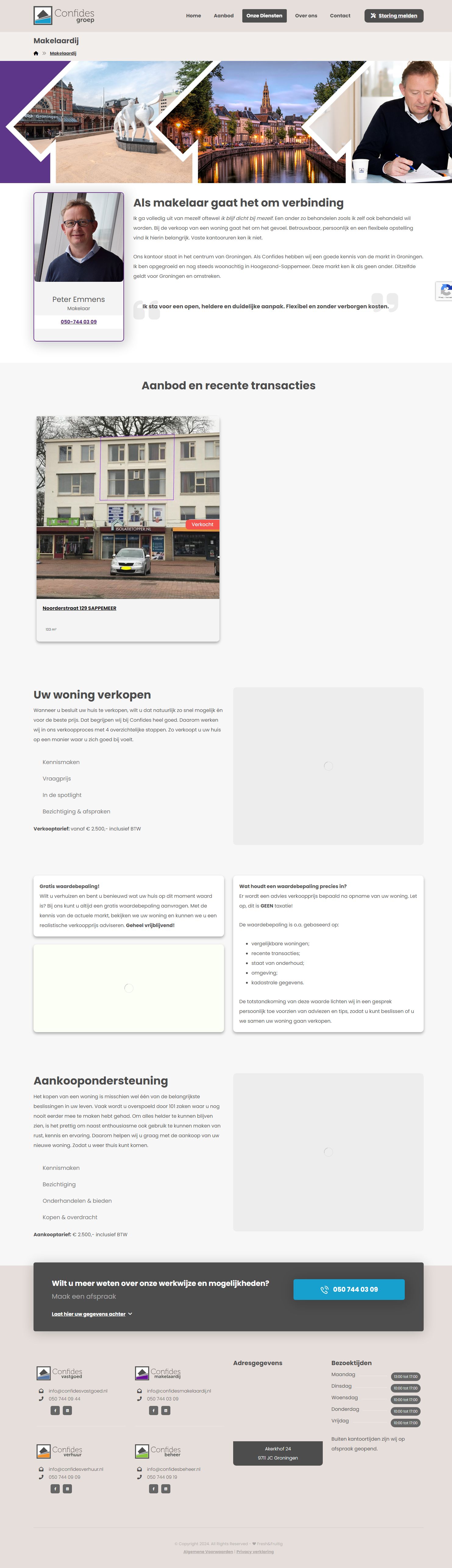 Screenshot van de website van confidesgroep.nl