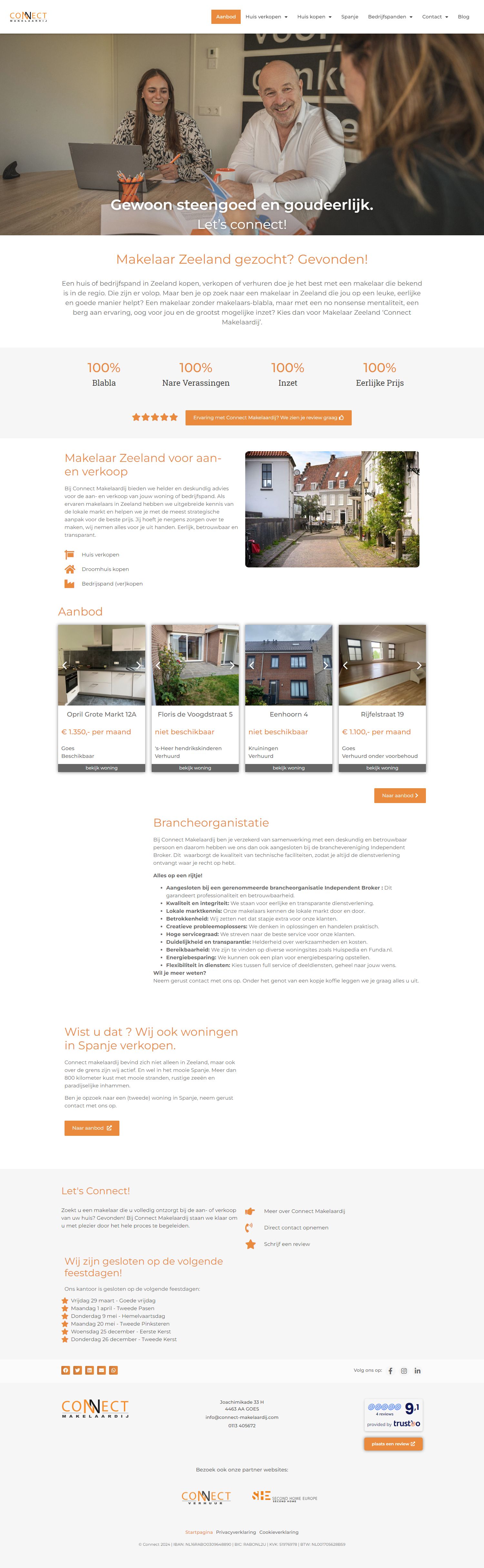 Screenshot van de website van connect-makelaardij.com