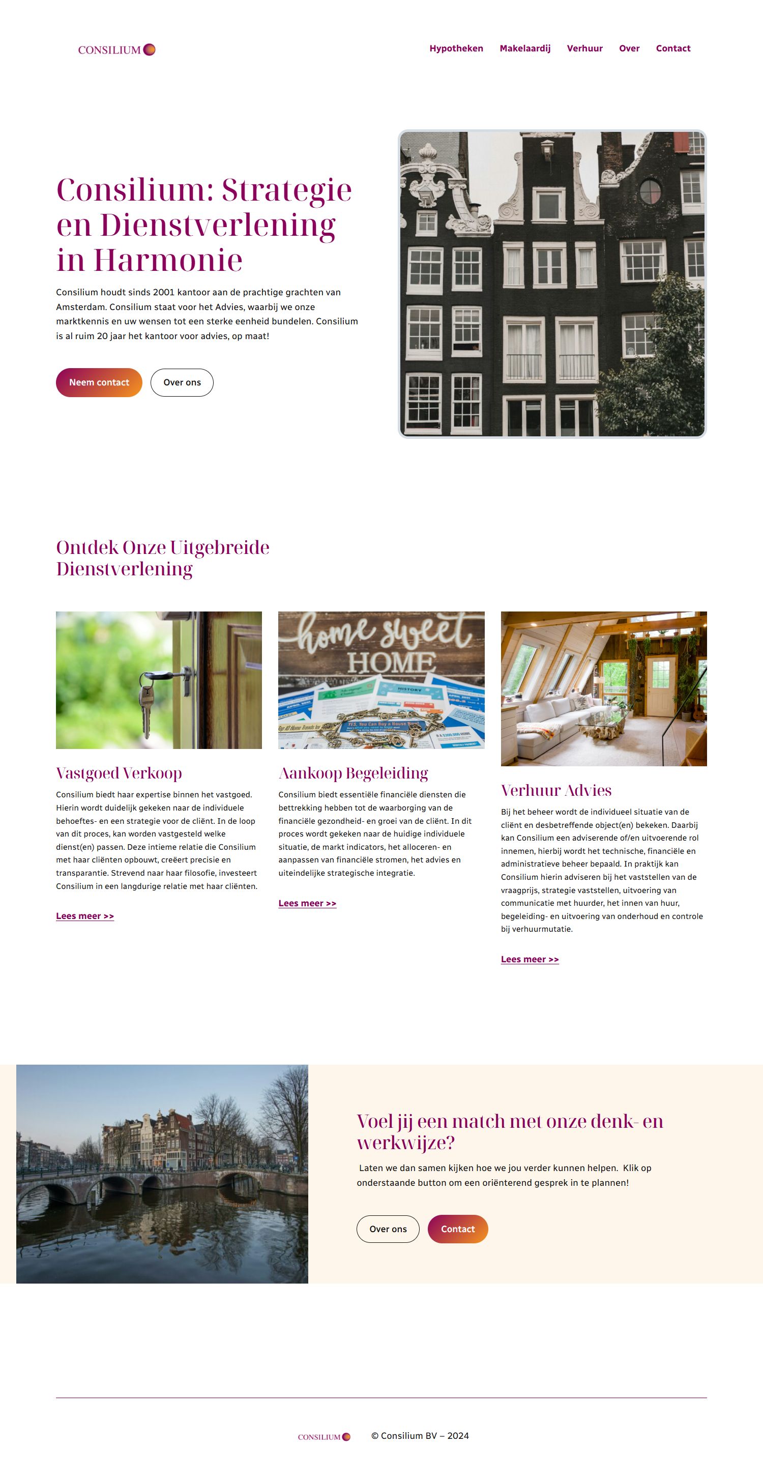 Screenshot van de website van www.consiliumbv.nl