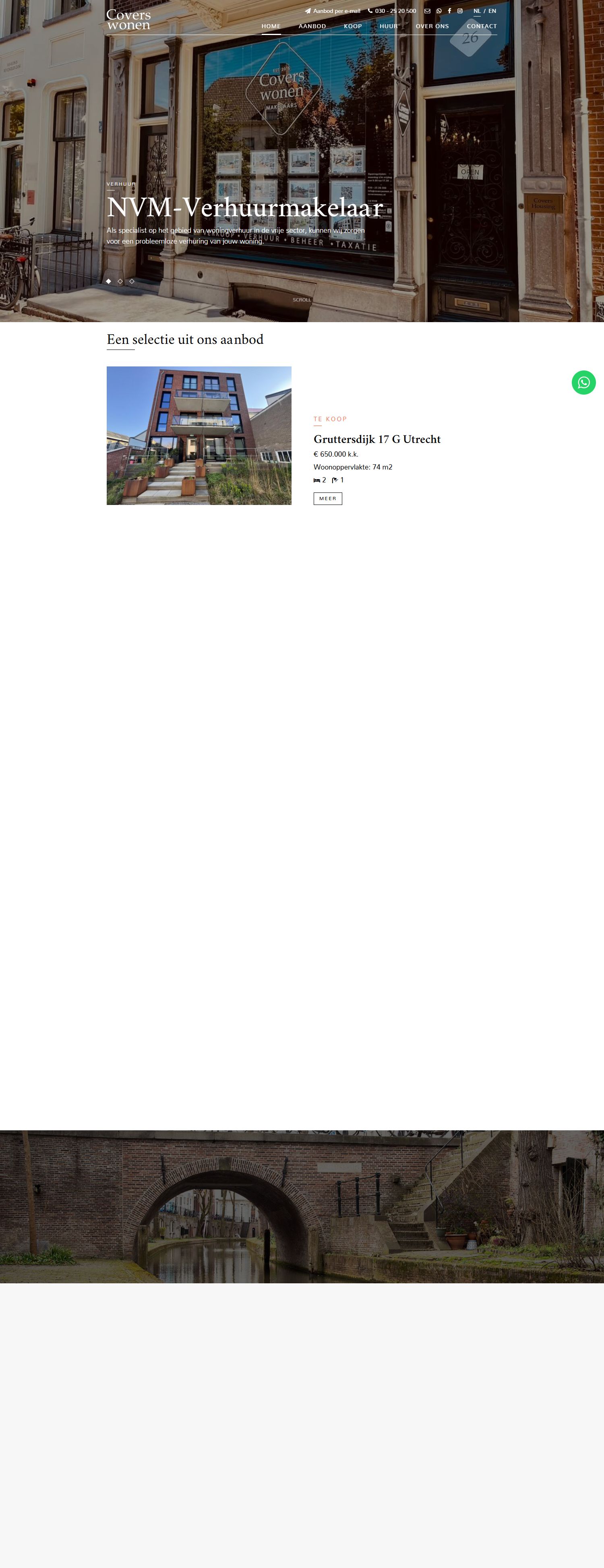 Screenshot van de website van www.coverswonen.nl