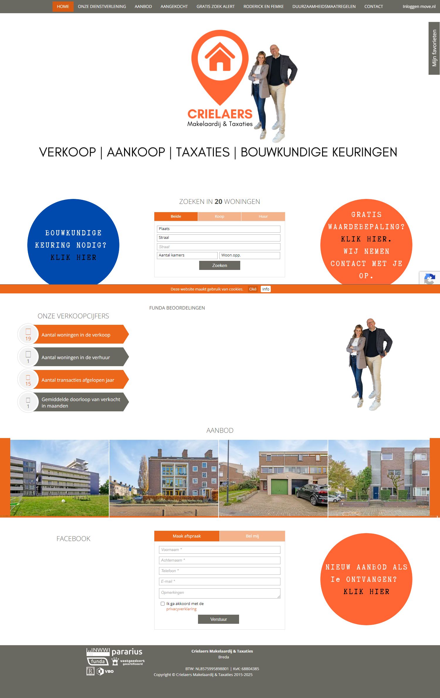 Screenshot van de website van www.crielaersmakelaardij.nl