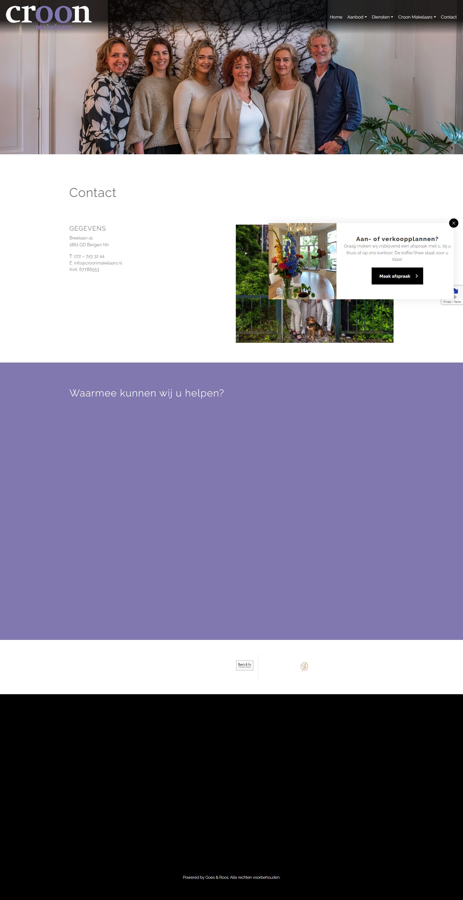 Screenshot van de website van www.croonmakelaars.nl