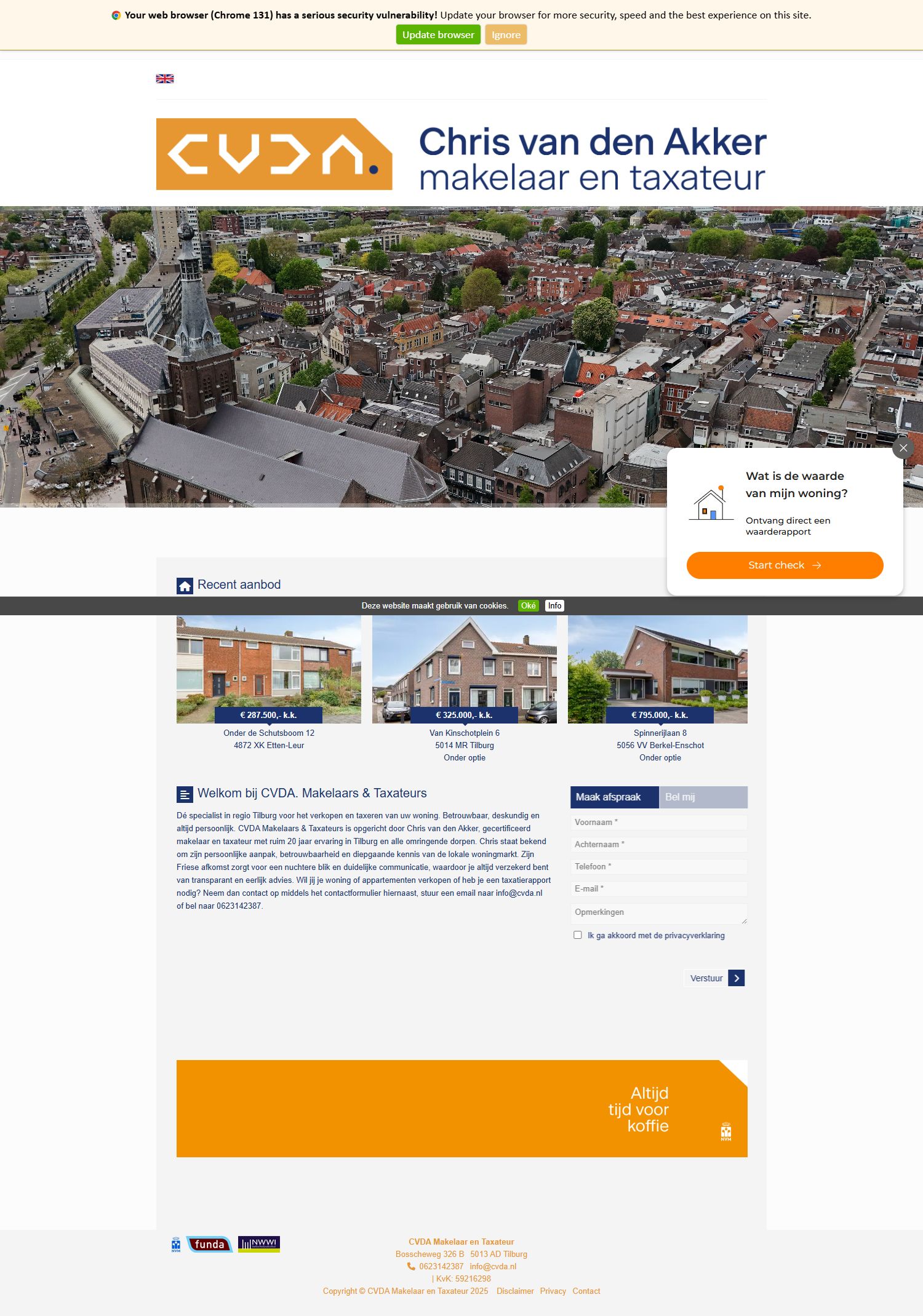 Screenshot of the website of www.cvda.nl