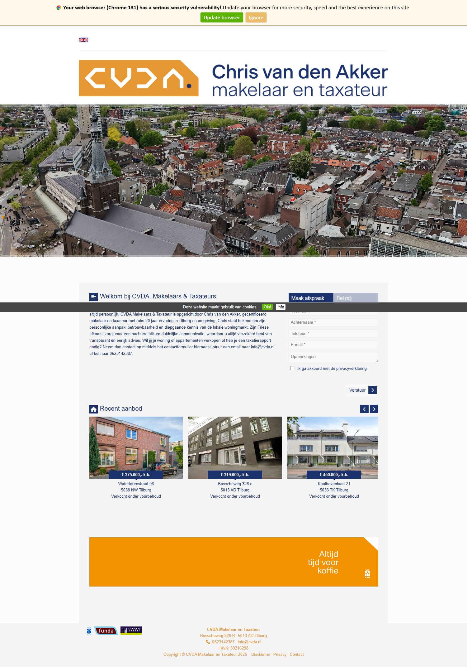 Screenshot van de website van www.cvda.nl