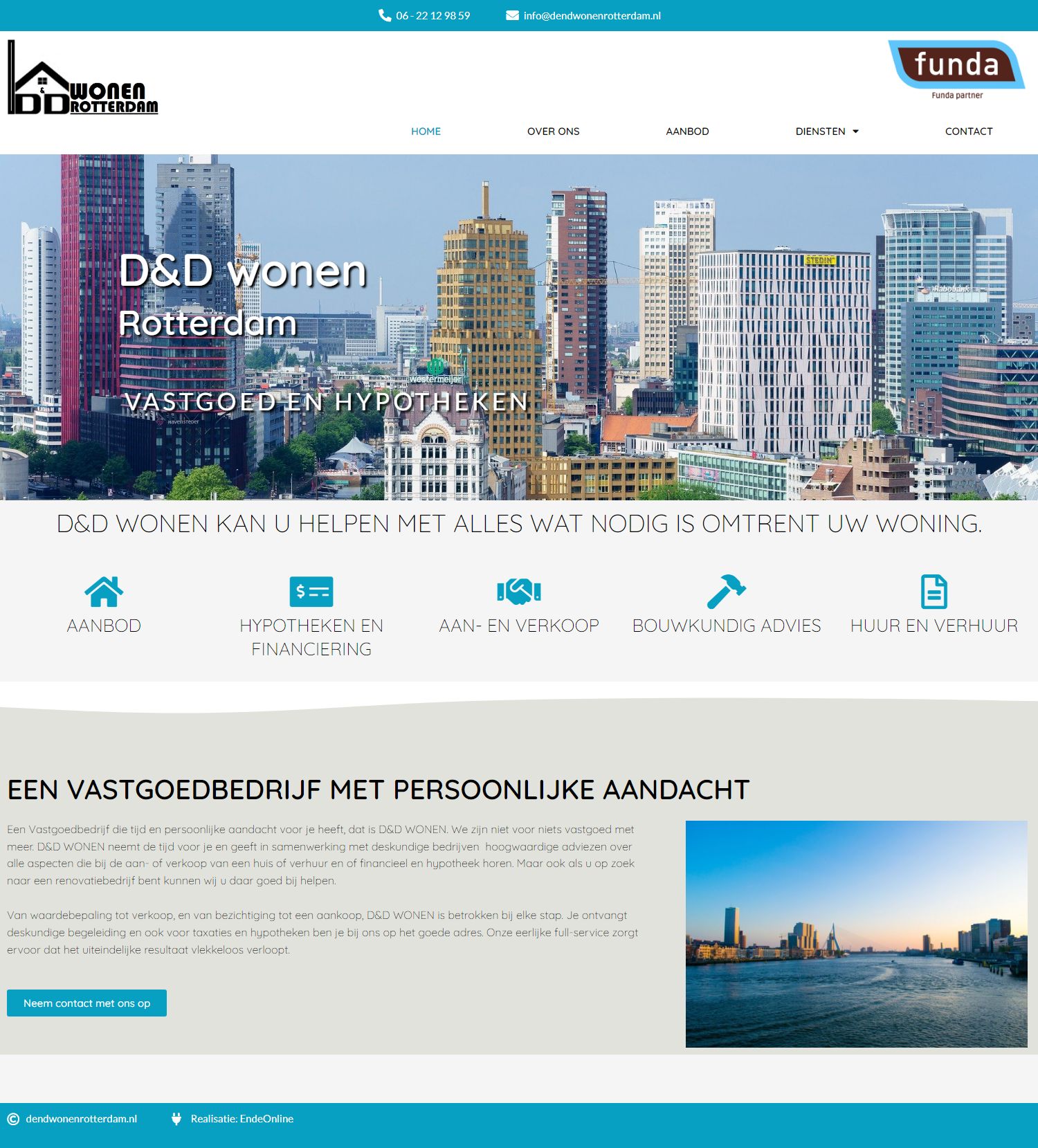 Screenshot van de website van www.dendwonenrotterdam.nl