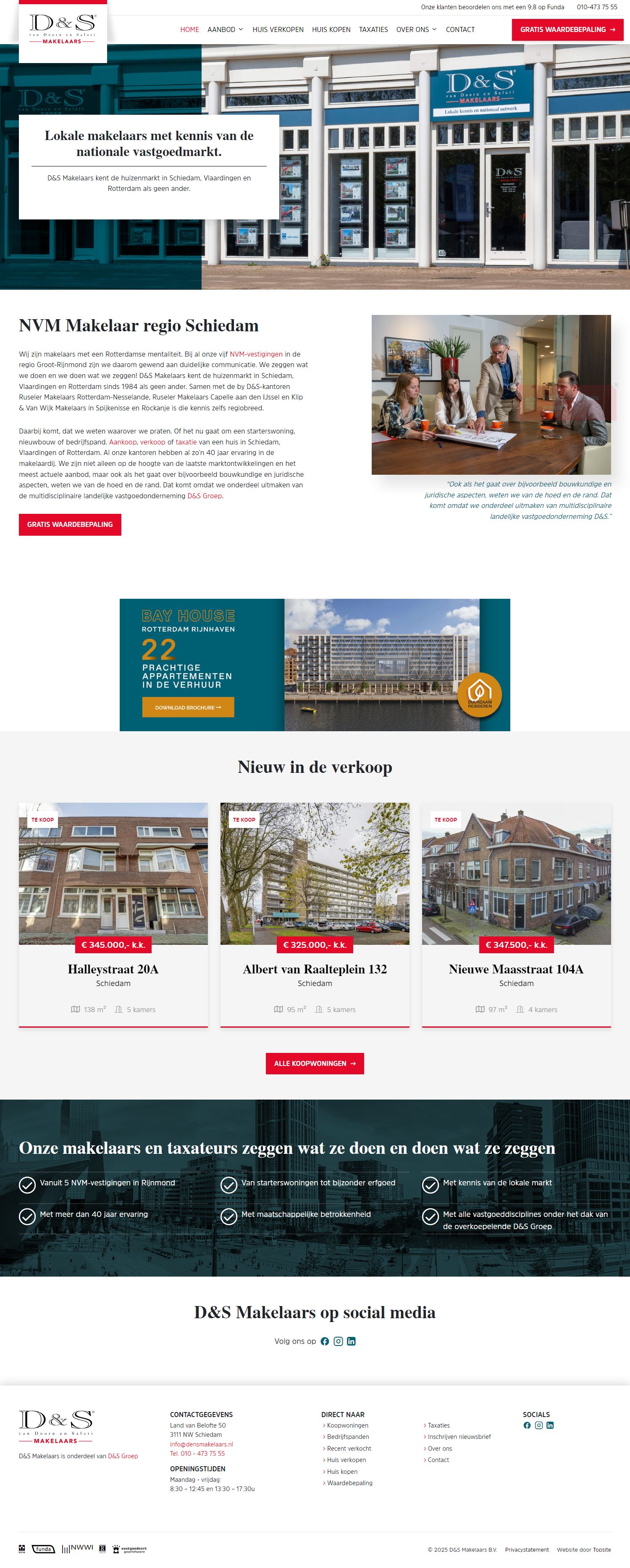 Screenshot van de website van www.densmakelaars.nl