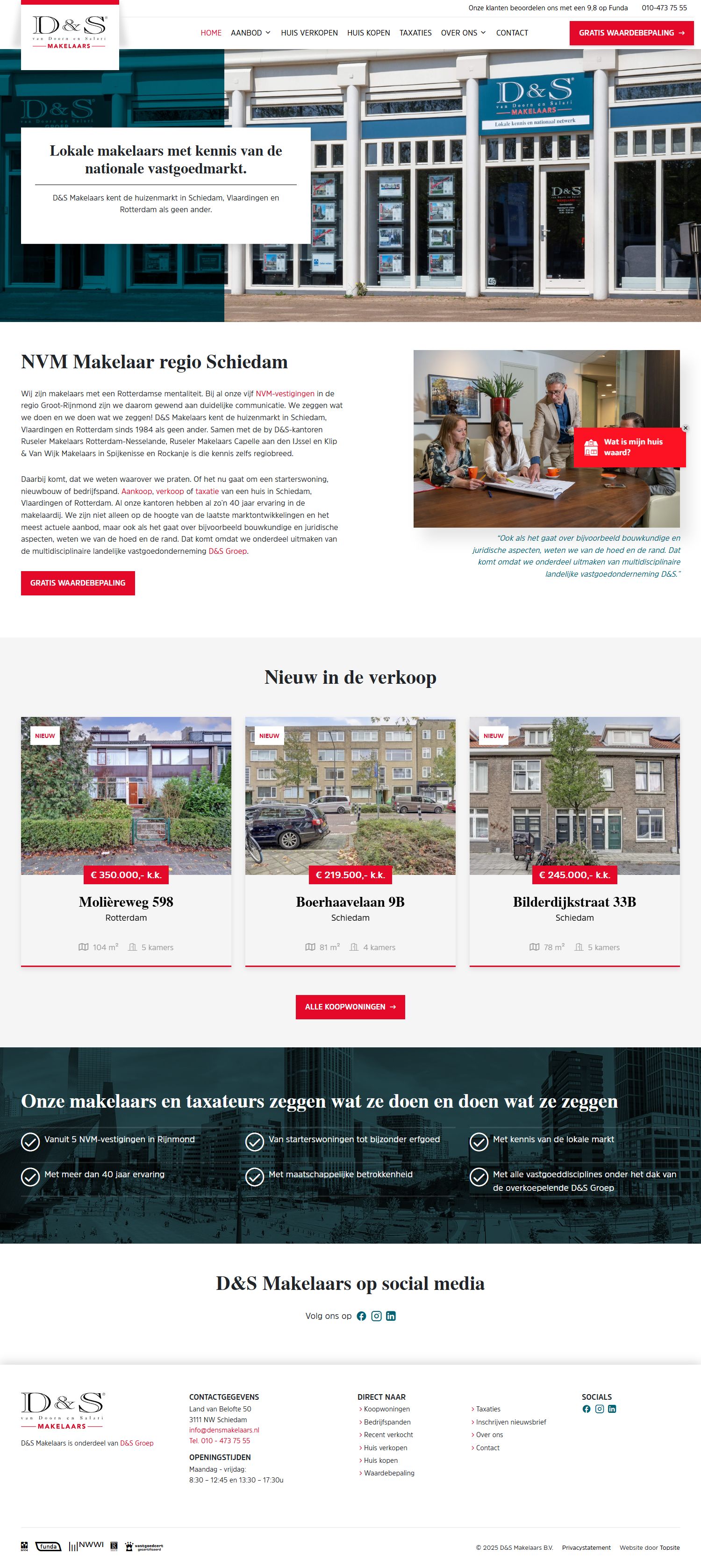 Screenshot of the website of www.densmakelaars.nl